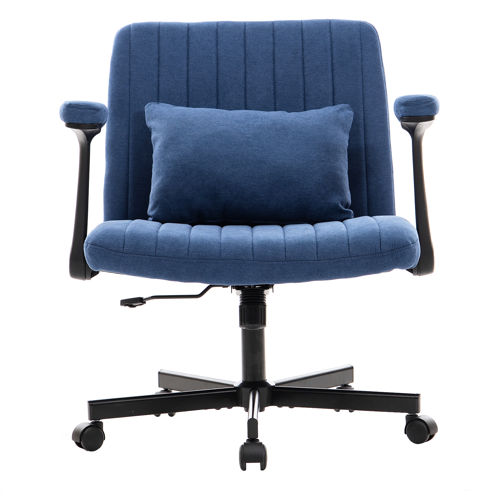 Chaise de bureau, 1 pièce, pliable, hauteur réglable, mobile sur roulettes, 21,5 x 25,2 x 33 cm, velours et tissu, bleu - vue 3