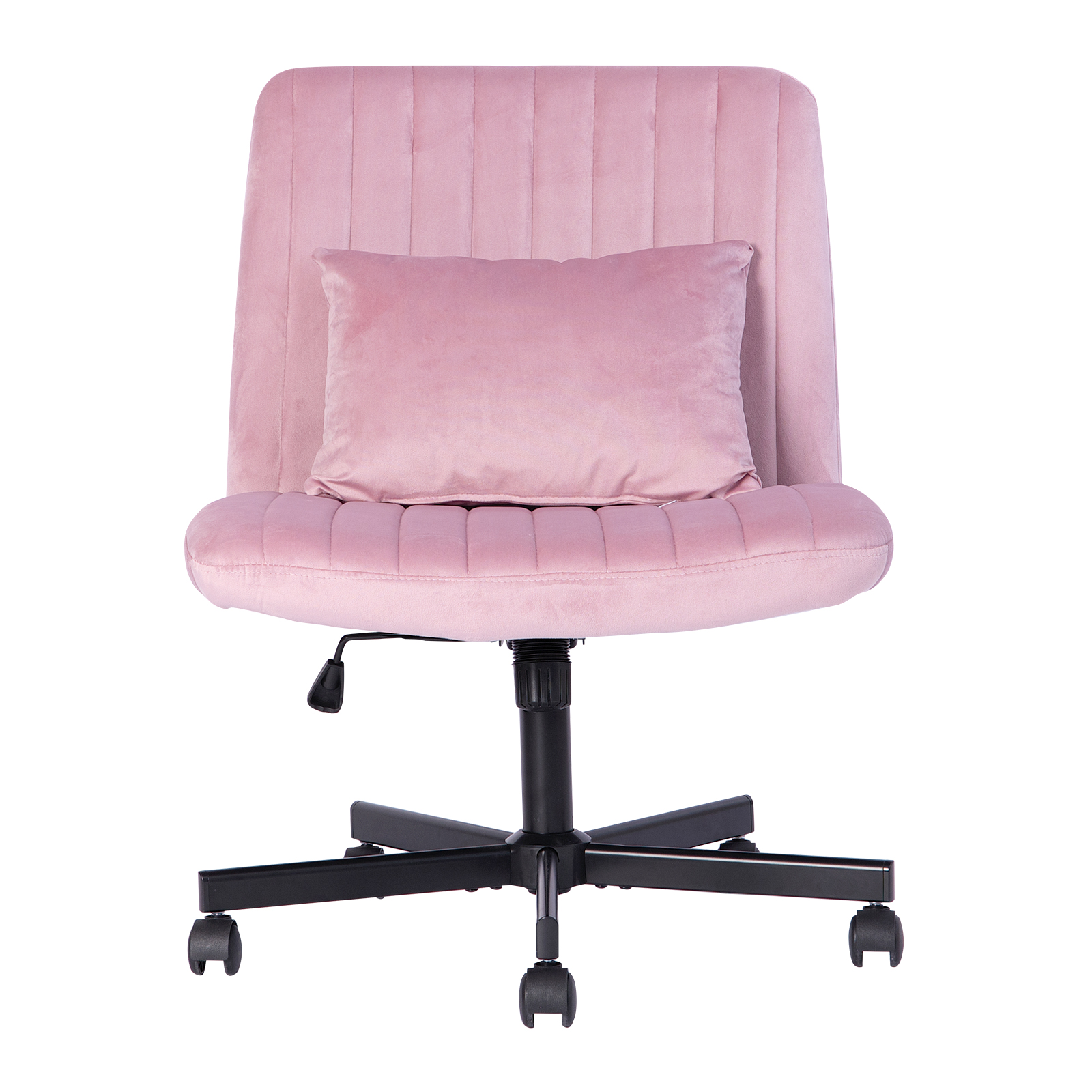 Chaise de bureau, 1 pièce, hauteur réglable, mobile sur roulettes, 21,5 x 25,2 x 33 cm, tissu et métal, rose - vue 3