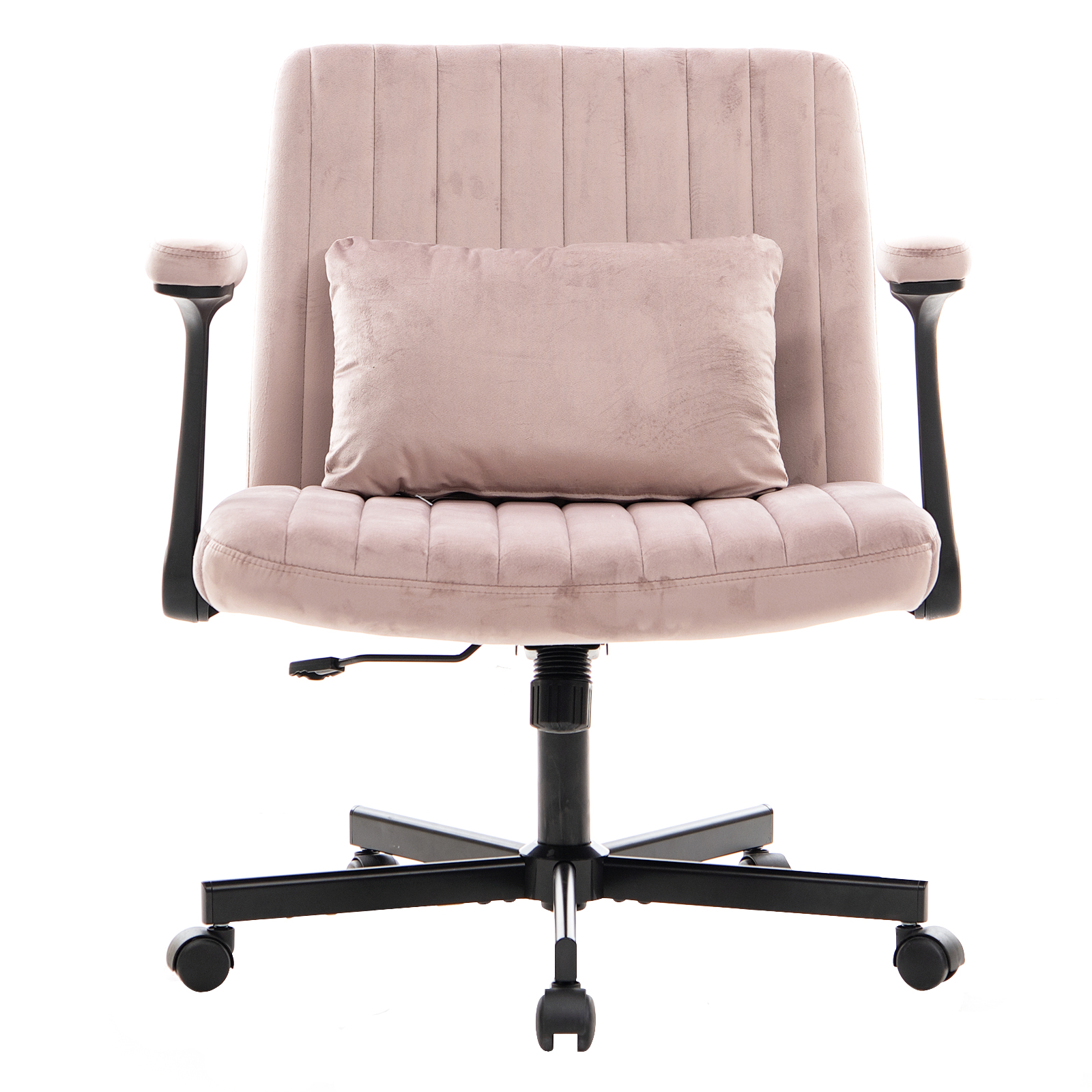 Chaise de bureau, 1 pièce, pliable, hauteur réglable, mobile sur roulettes, 21,5 x 25,2 x 33 cm, velours et tissu, rose - vue 3