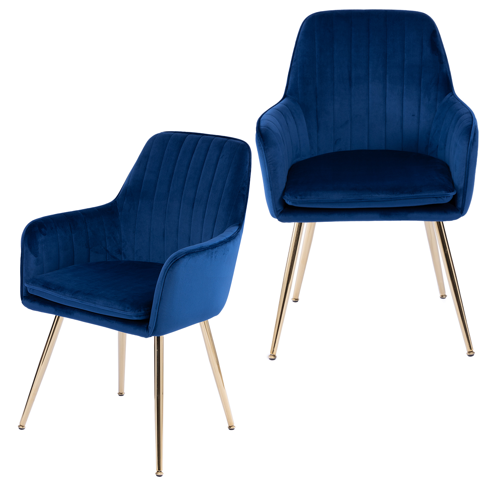 Chaise de salle à manger, lot de 2, 42,16 x 42,93 x 85,09 cm, métal et tissu, bleu - vue 1