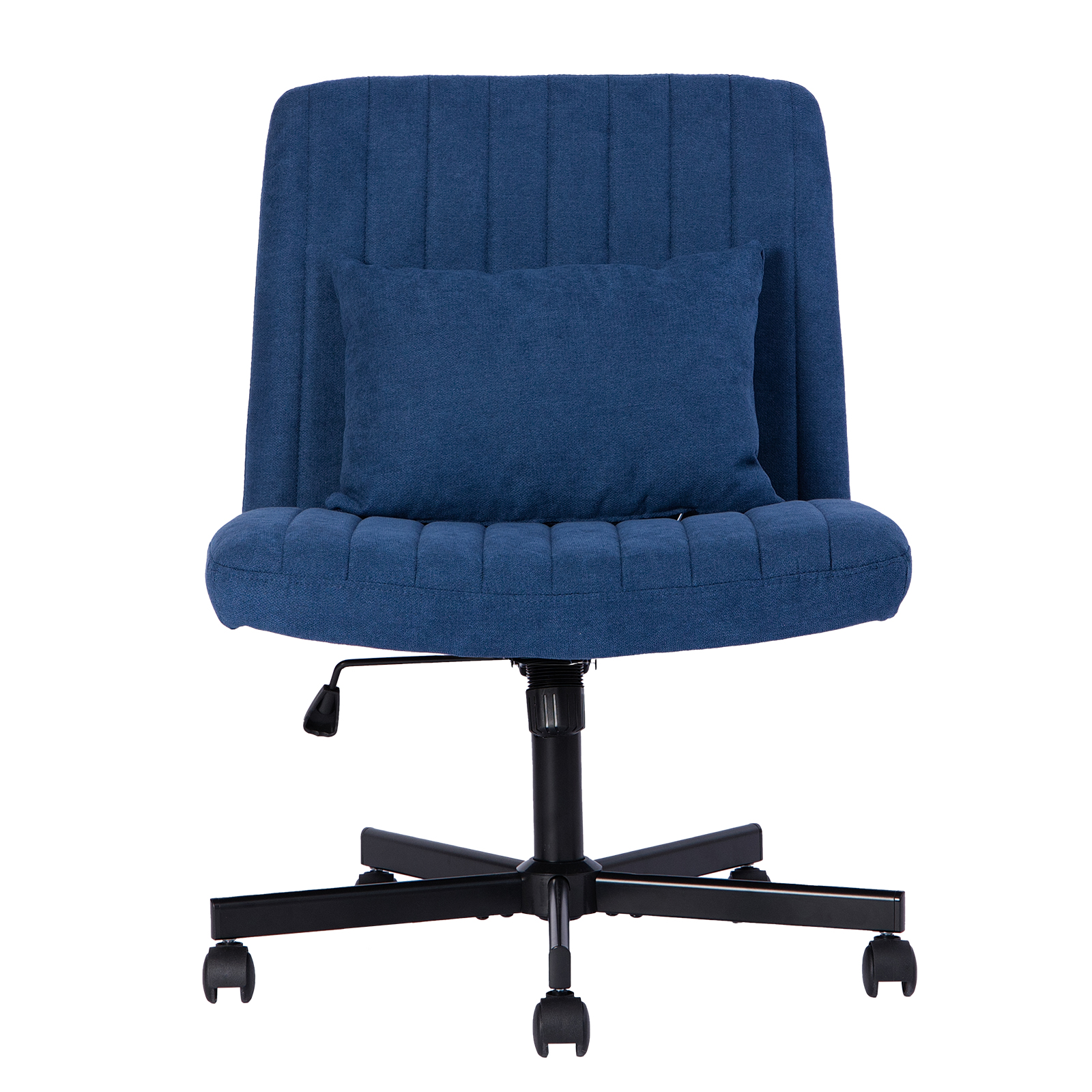 Chaise de bureau, 1 pièce, hauteur réglable, mobile sur roulettes, 21,5 x 25,2 x 33 cm, tissu et métal, bleu - vue 2