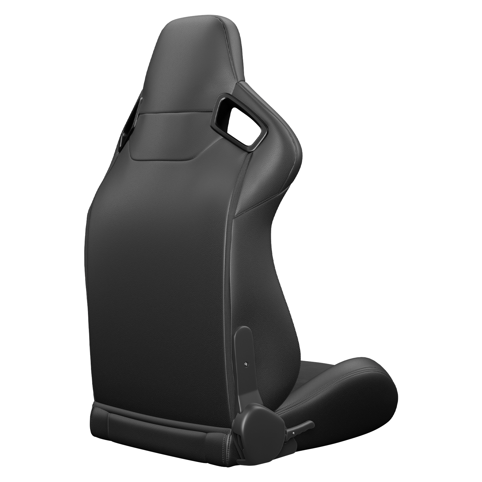 Siège baquet noir simili‑cuir vue latérale