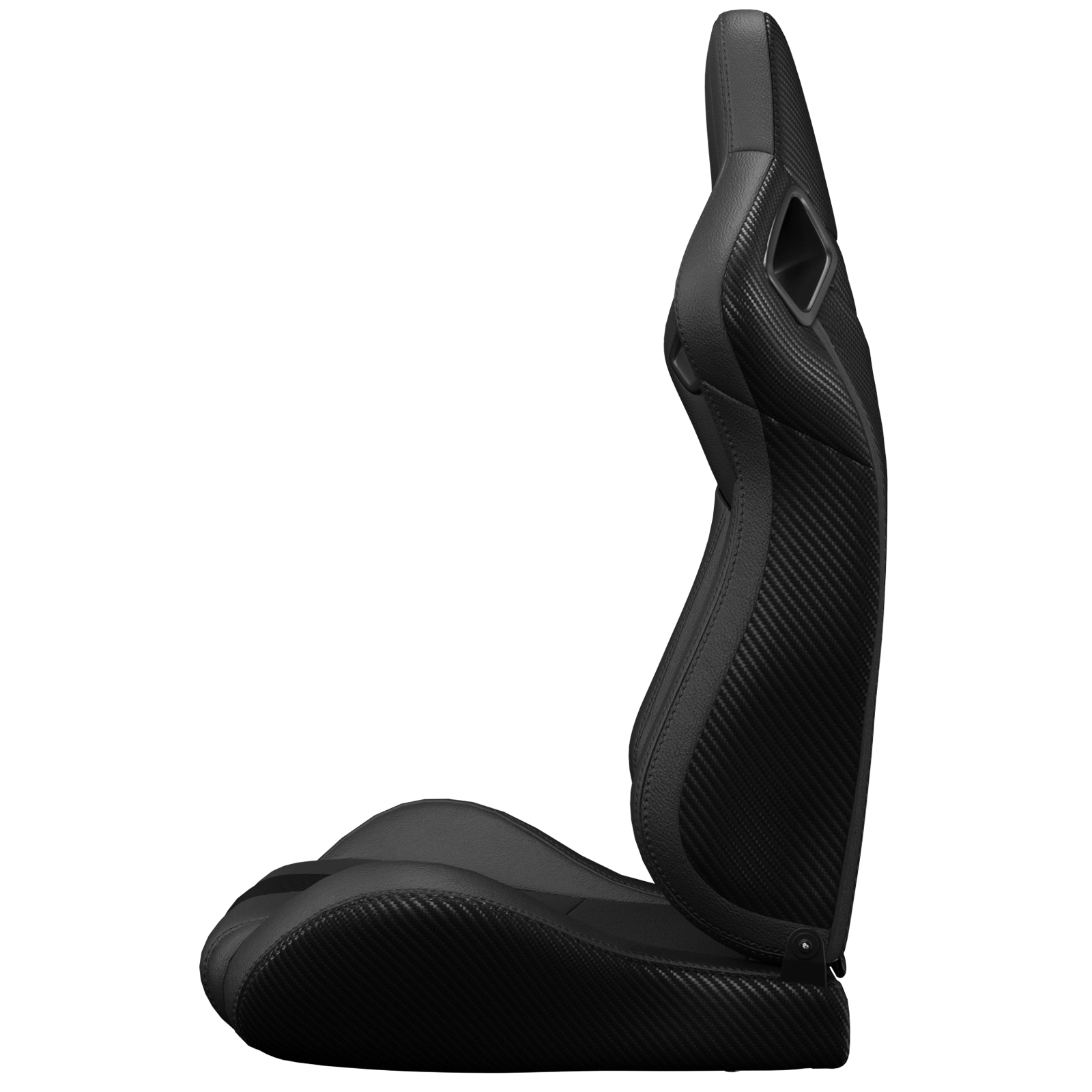 Siège baquet aspect fibre carbone vue de face