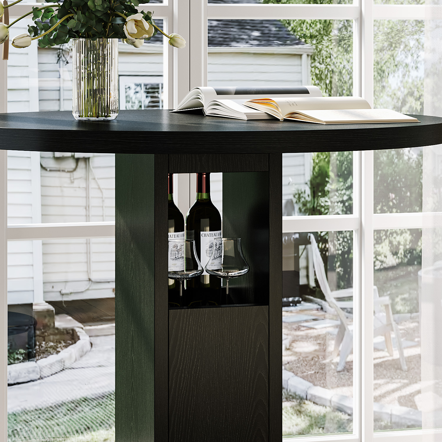 Table à manger ronde Ø80 cm, design Mid-Century moderne, pour 4 personnes, pieds libres suffisants, s'intègre aux espaces compacts, pour cuisine et salle à manger, style équilibré, repas conviviaux, élégance intemporelle - image 3