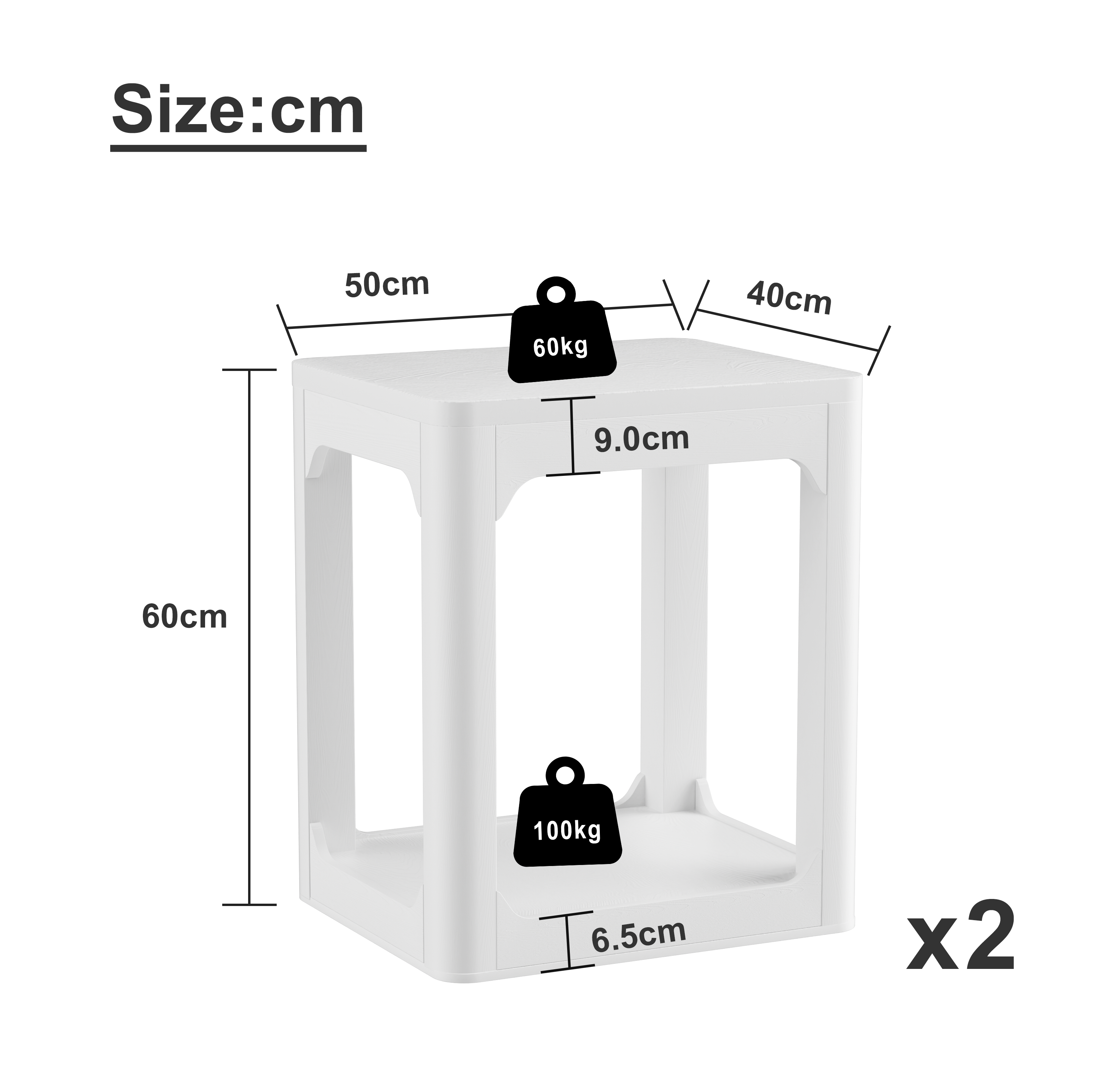Lot de 2 tables d'appoint gigognes blanches avec d - image 3