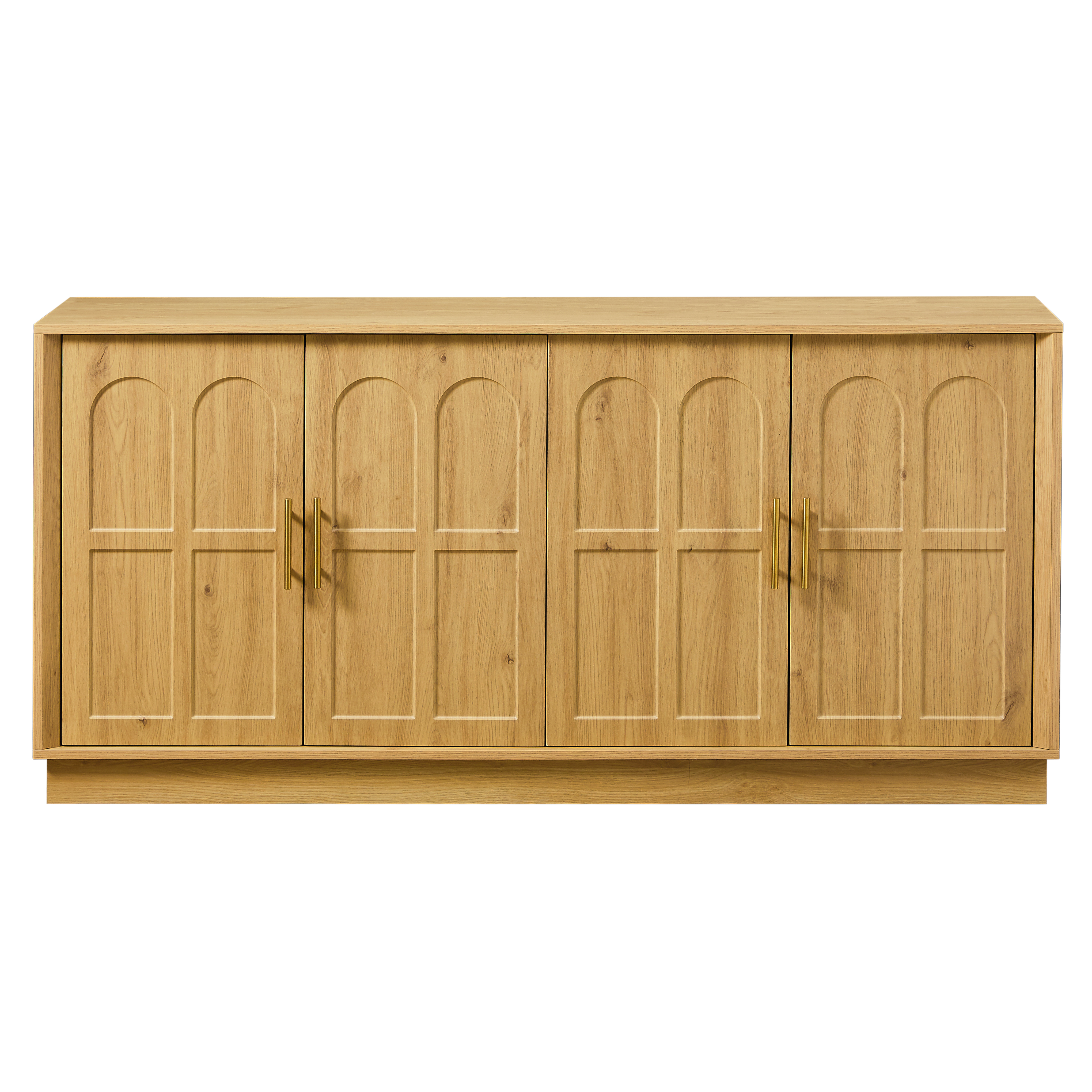 Meuble TV, rangement intégré, 169 x 40 x 80 cm, MDF, bois naturel - vue 1