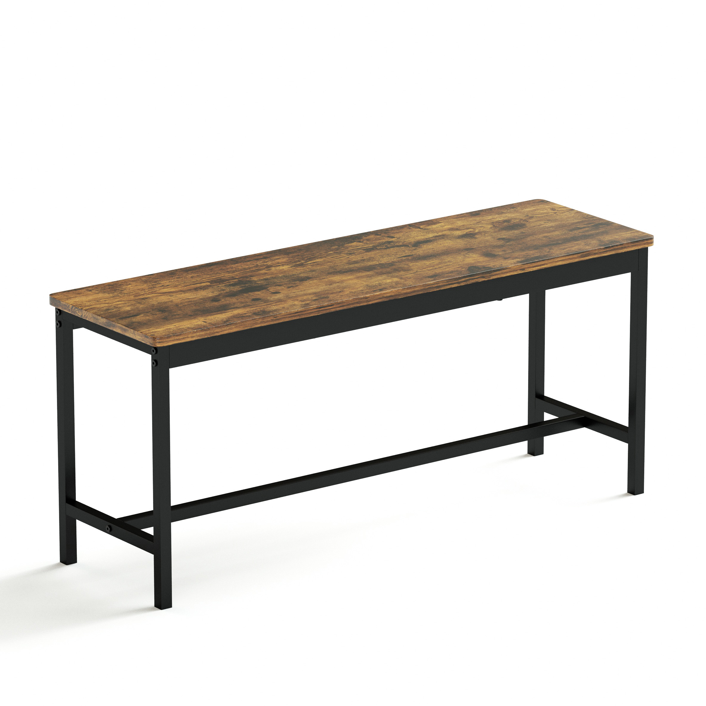 Ensemble table et chaises, 3 pièces, 1 table + 2 bancs, 110 x 60 x 75 cm, panneaux de particules et acier, noir - vue 5