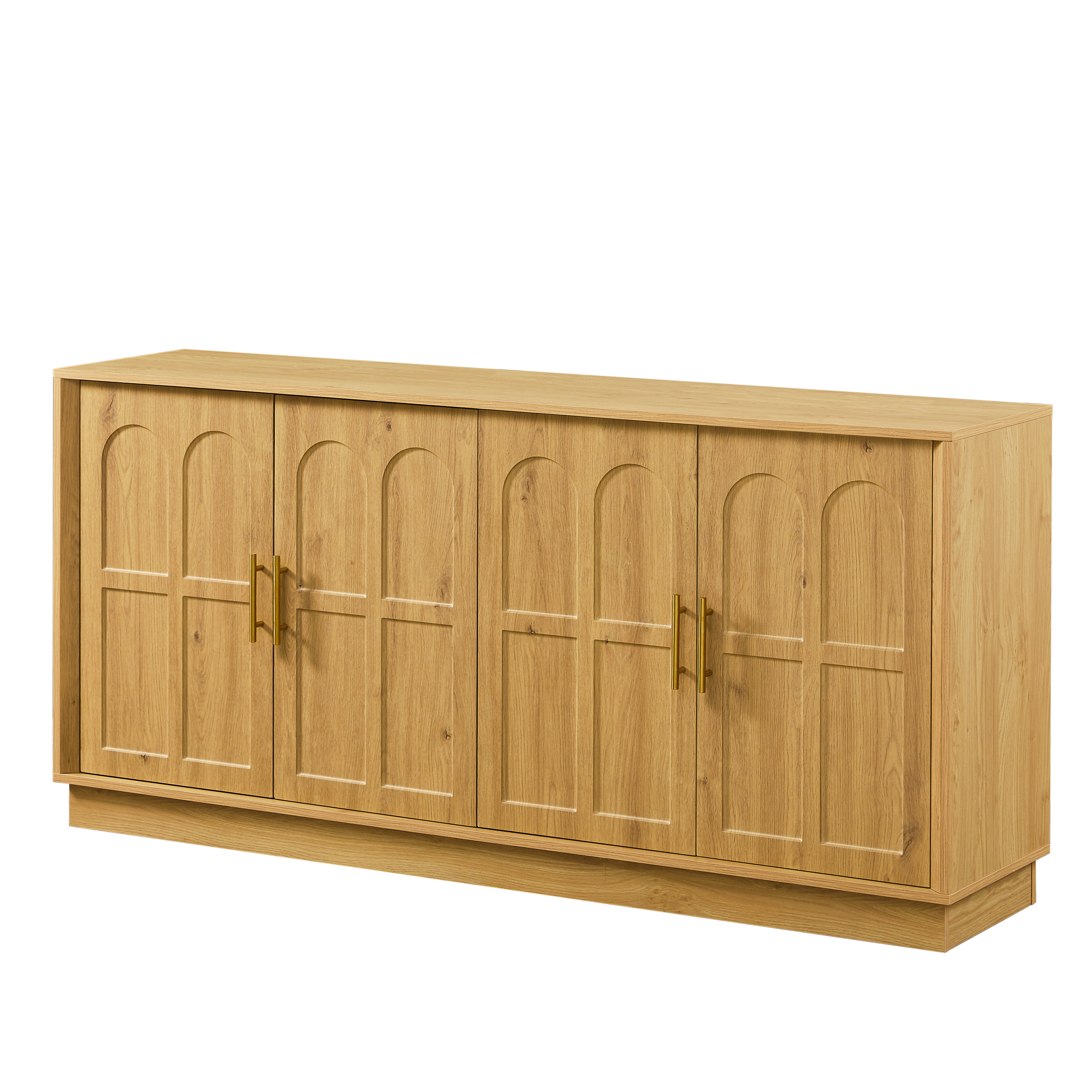 Meuble TV, rangement intégré, 169 x 40 x 80 cm, MDF, bois naturel - vue 2
