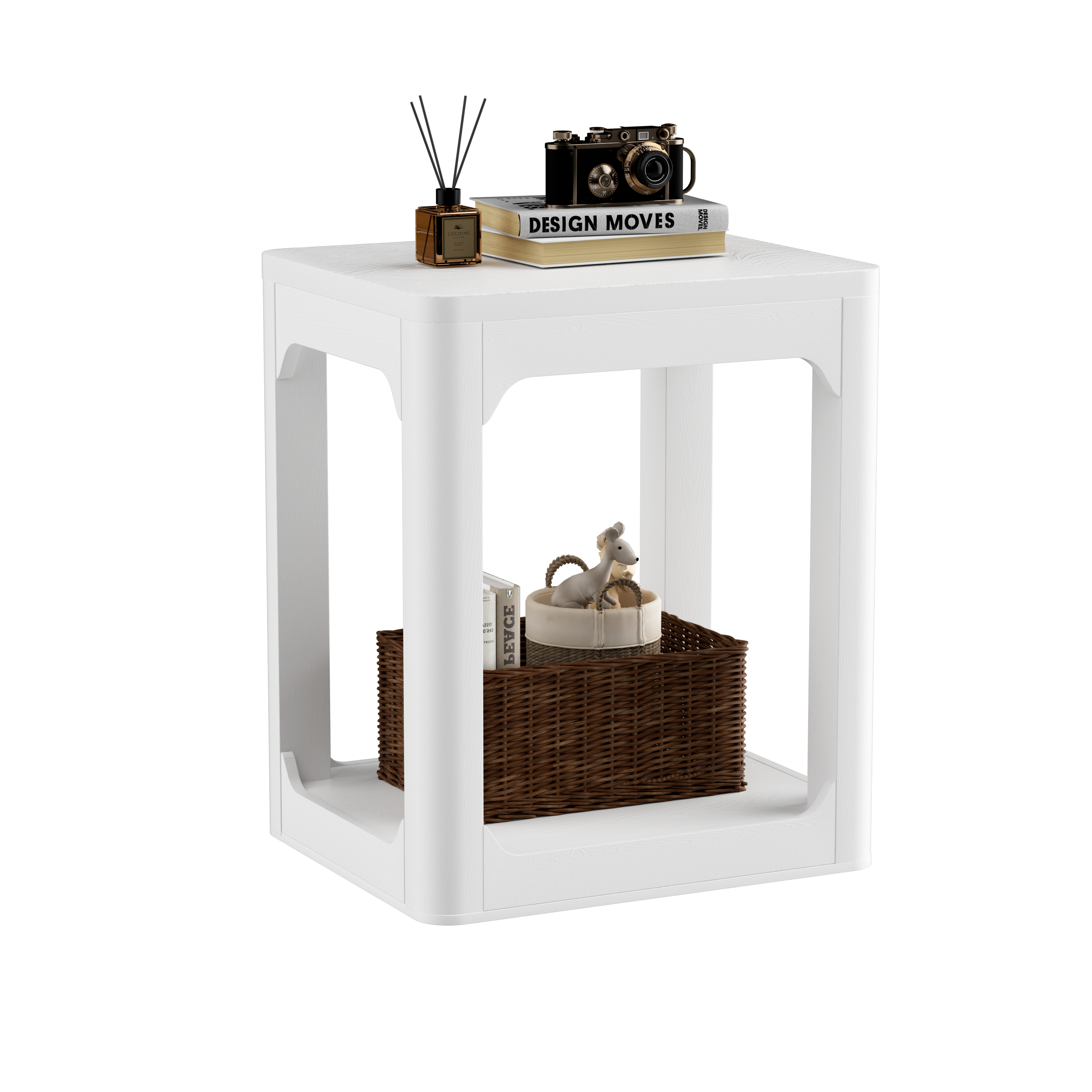 Lot de 2 tables d'appoint gigognes blanches avec d - image 4