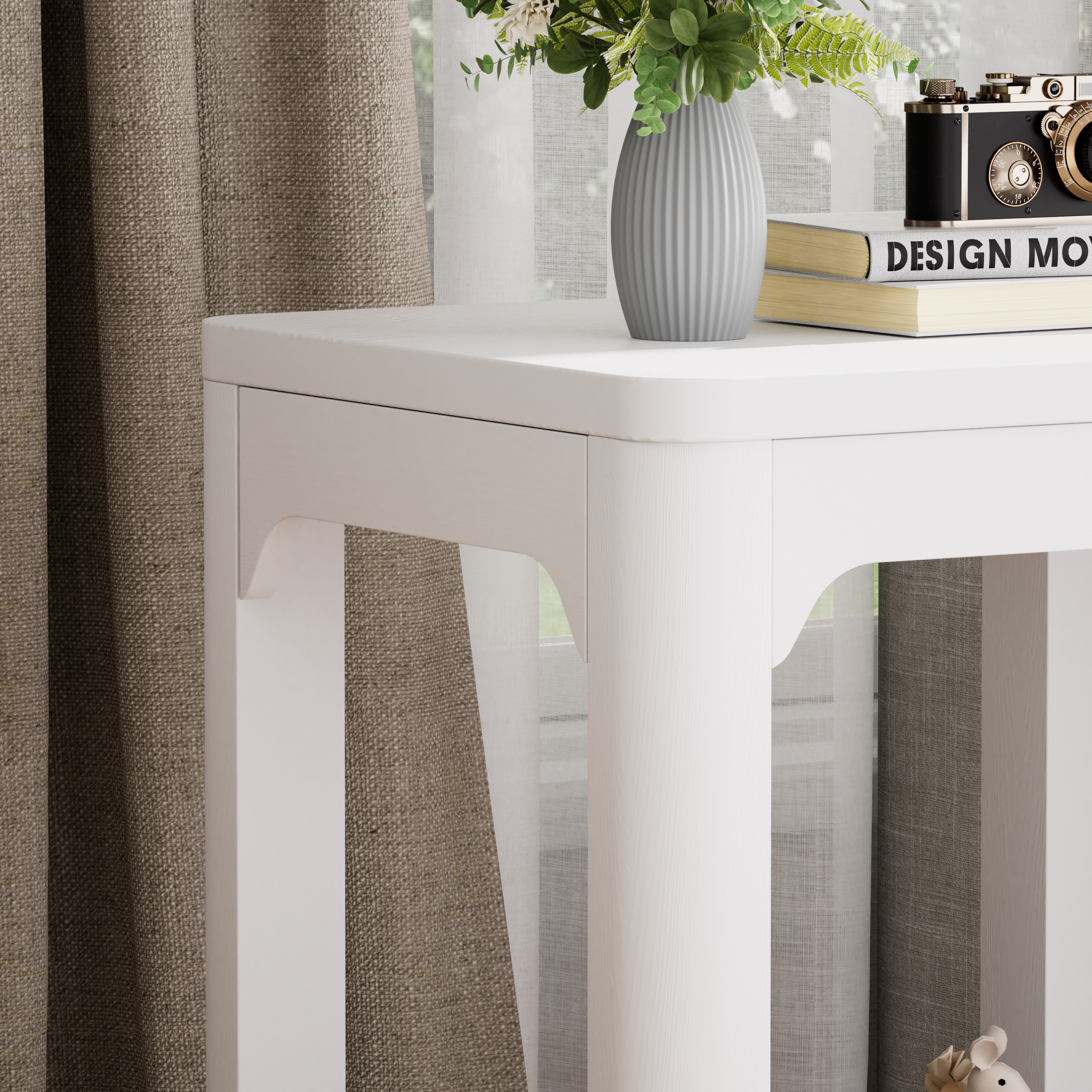 Lot de 2 tables d'appoint gigognes blanches avec d - image 8