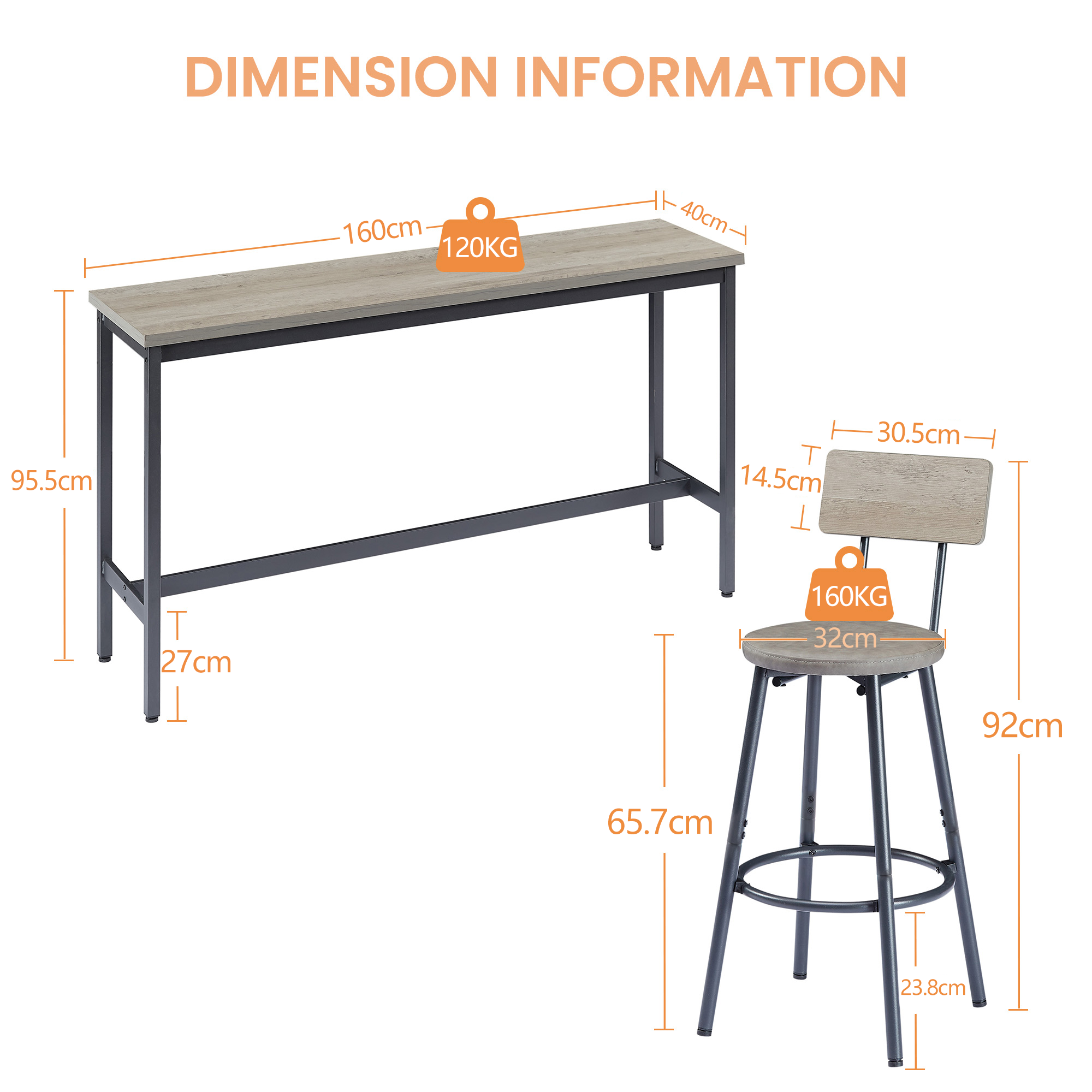 Dimensions du tabouret de bar
