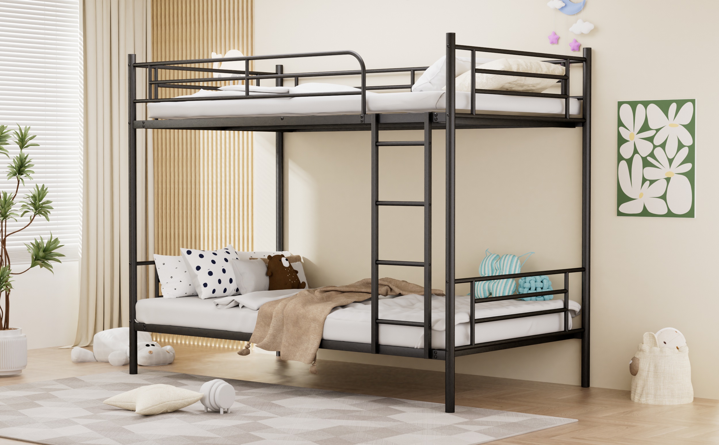 90x190cm großes Etagenbett, Hochbett mit Metalltre