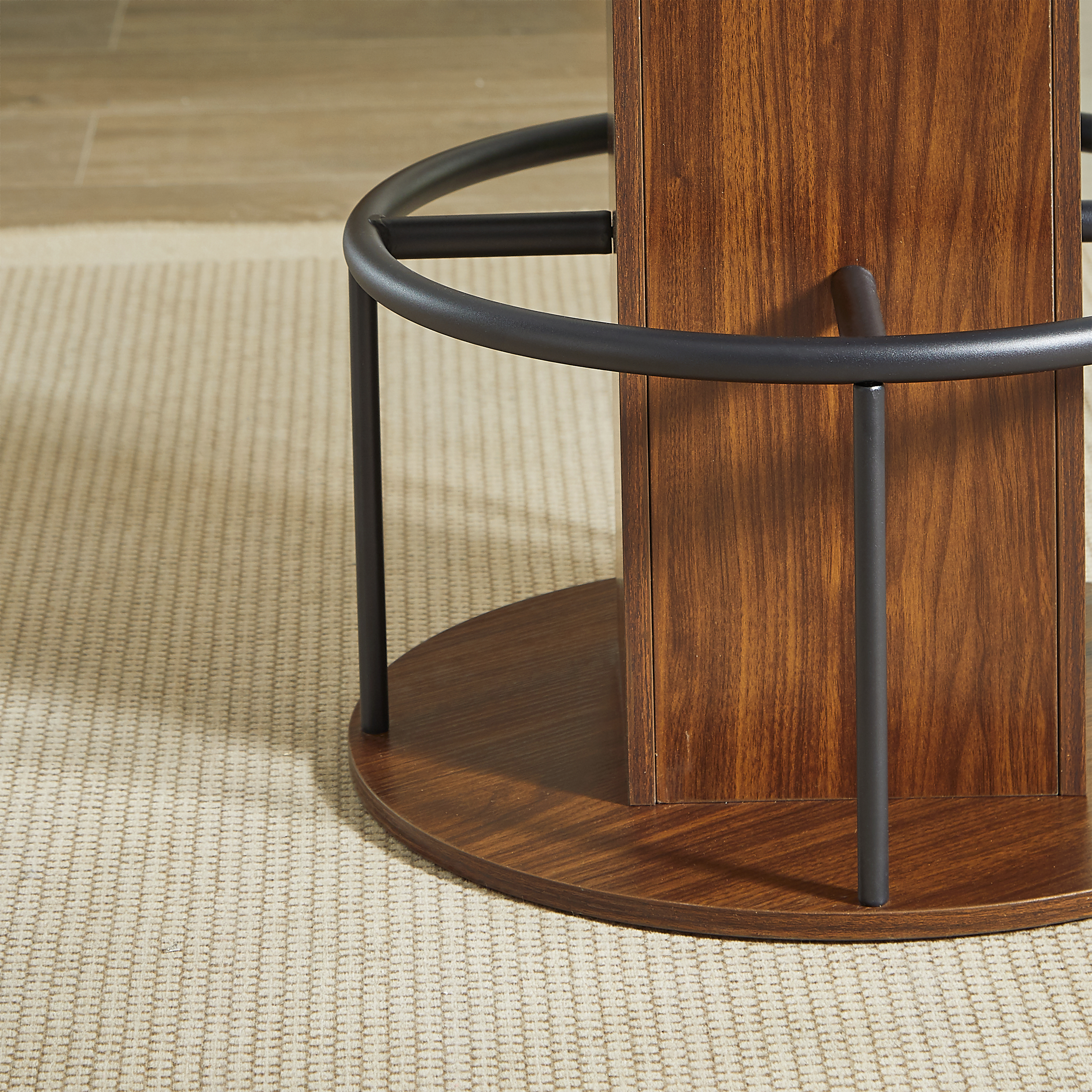 Ensemble table et chaises, 4 pièces, 1 table + 3 chaises, 80 x 80 x 91,5 cm, panneaux de particules et métal, Walnut - vue 9