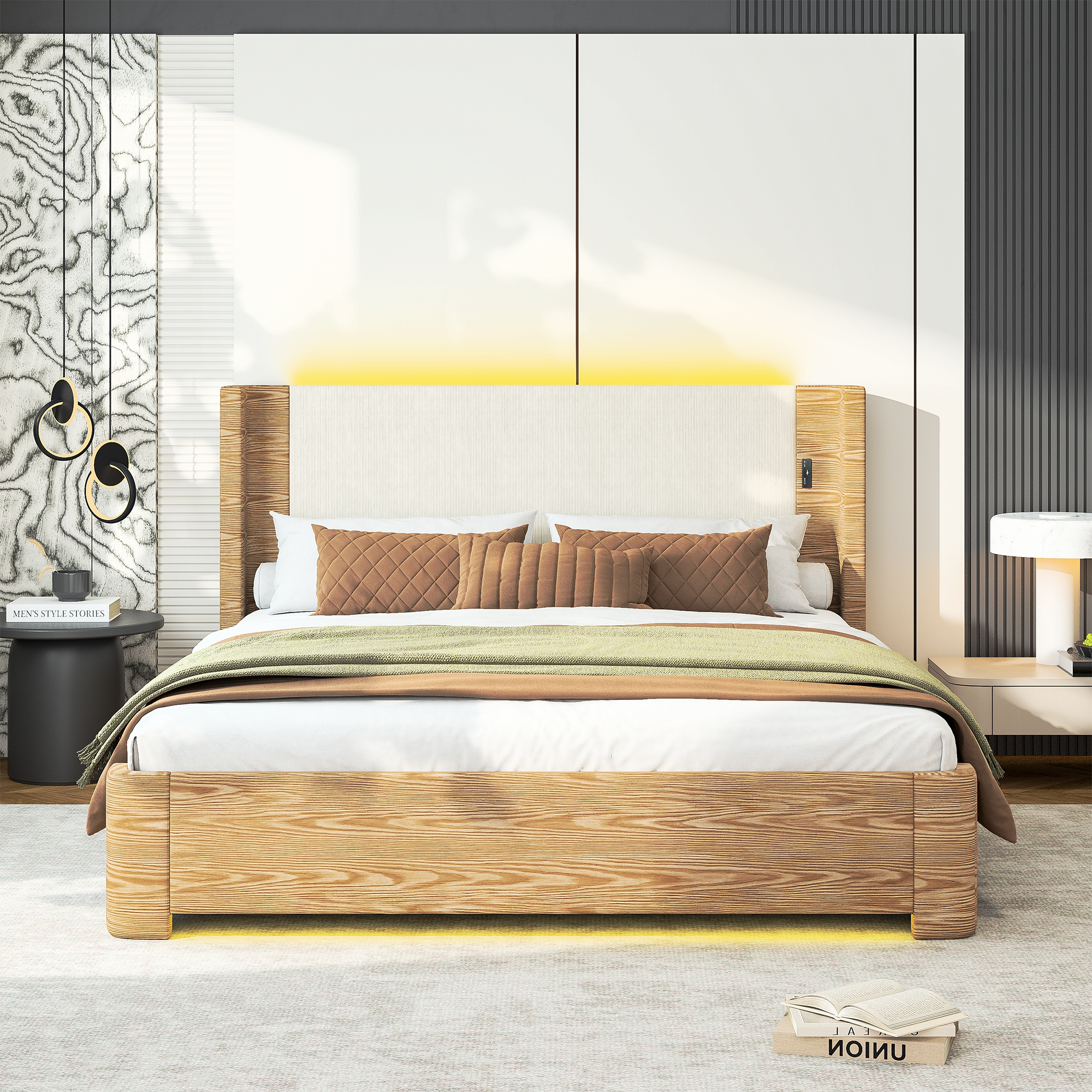 Lit coffre beige