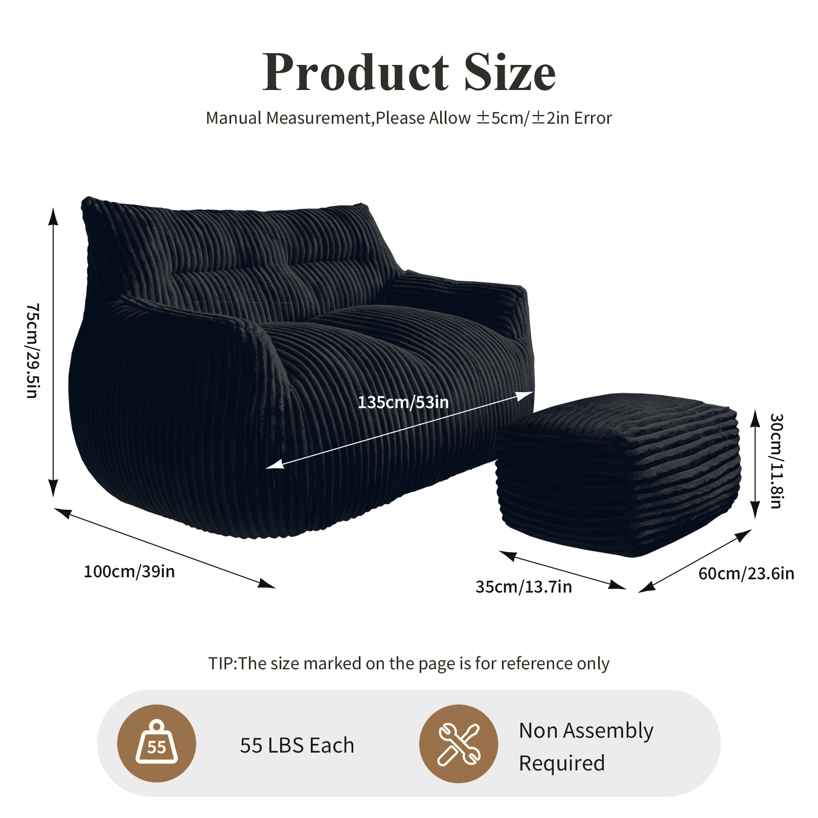 Dimensions du fauteuil lounge