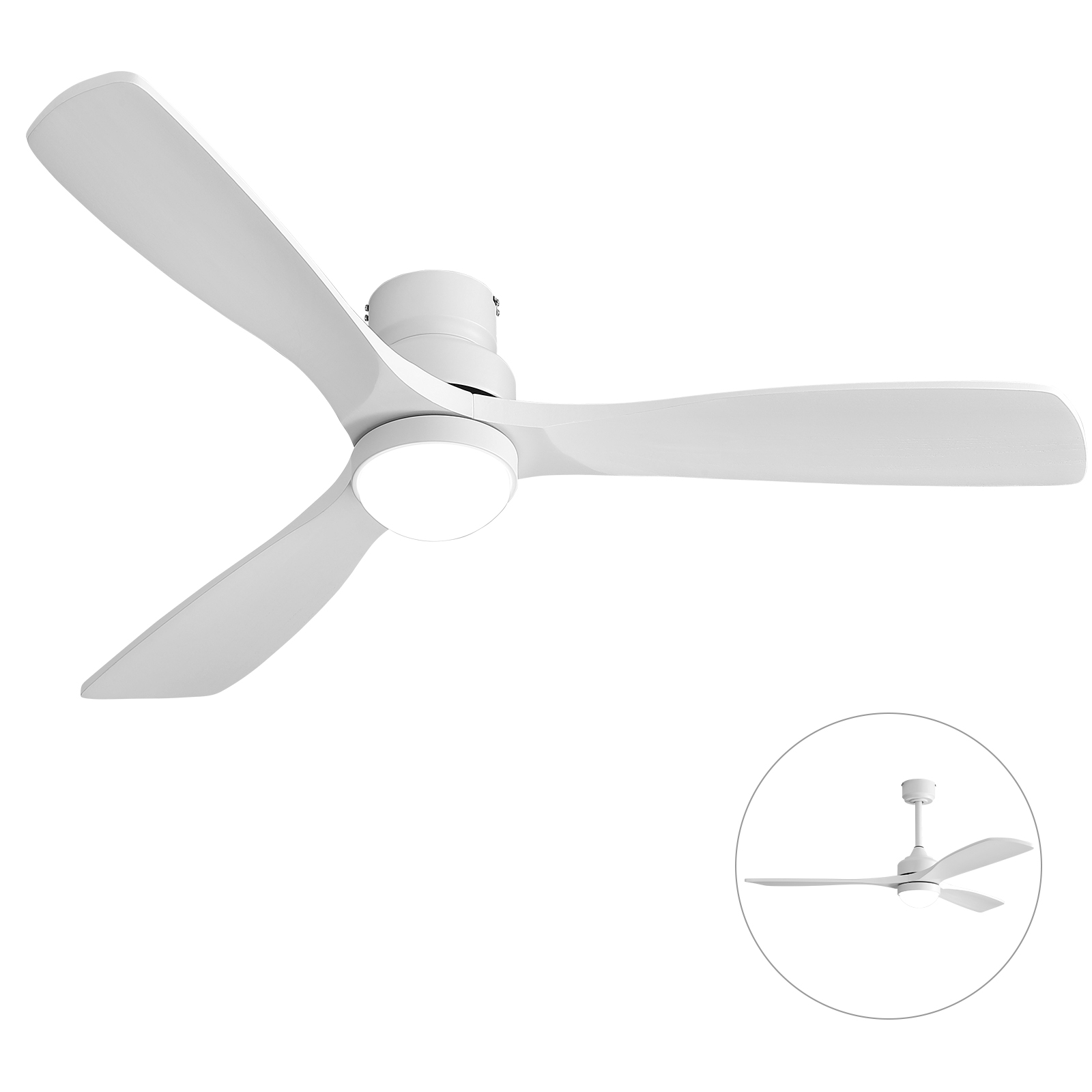 52 Zoll weißer Deckenventilator mit Licht, DC-Moto