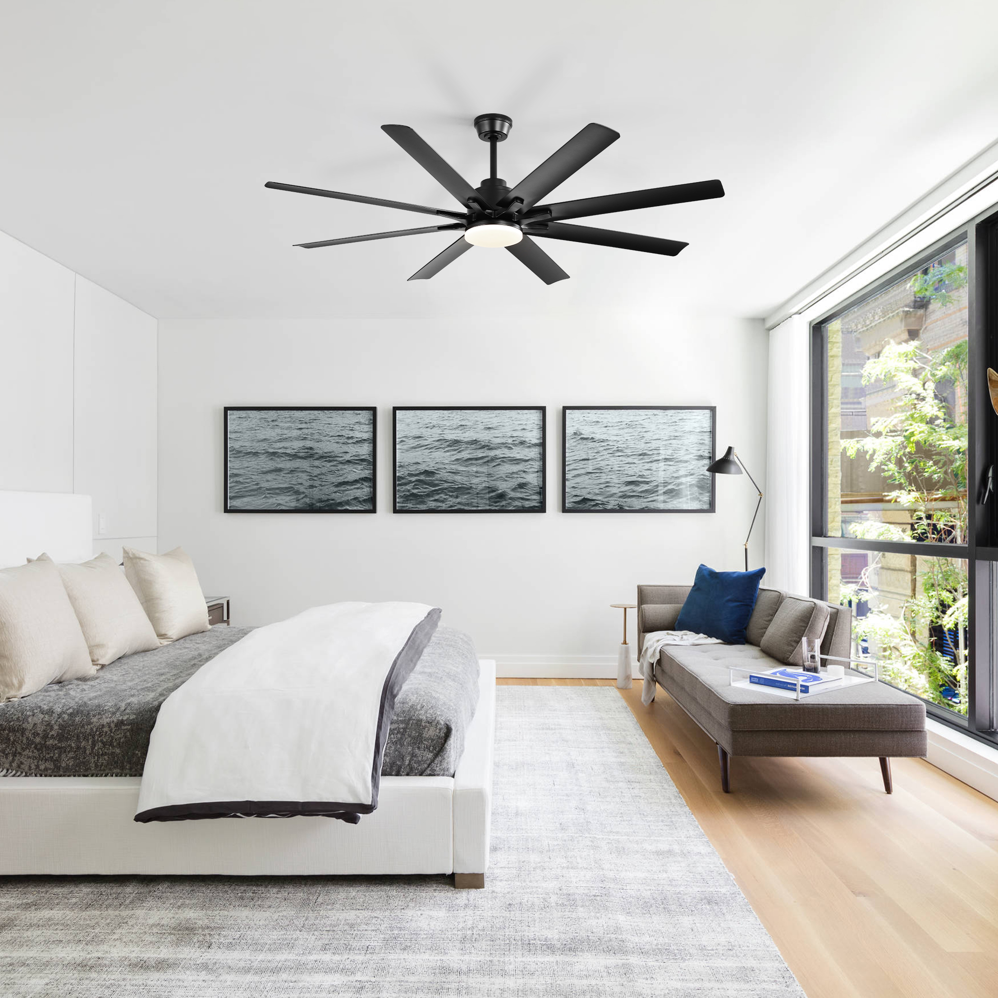 52-Zoll-Deckenventilator mit Beleuchtung, Dimmbar,