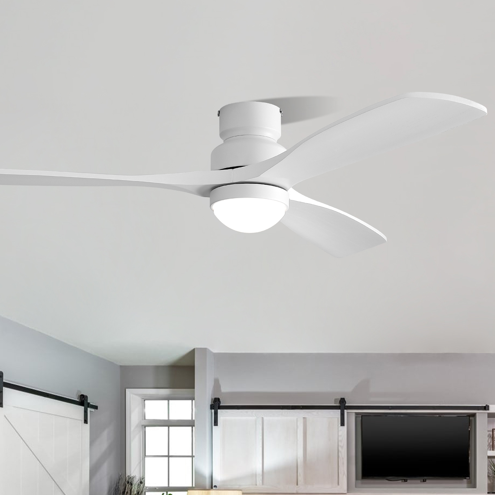 52 Zoll weißer Deckenventilator mit Licht, DC-Moto