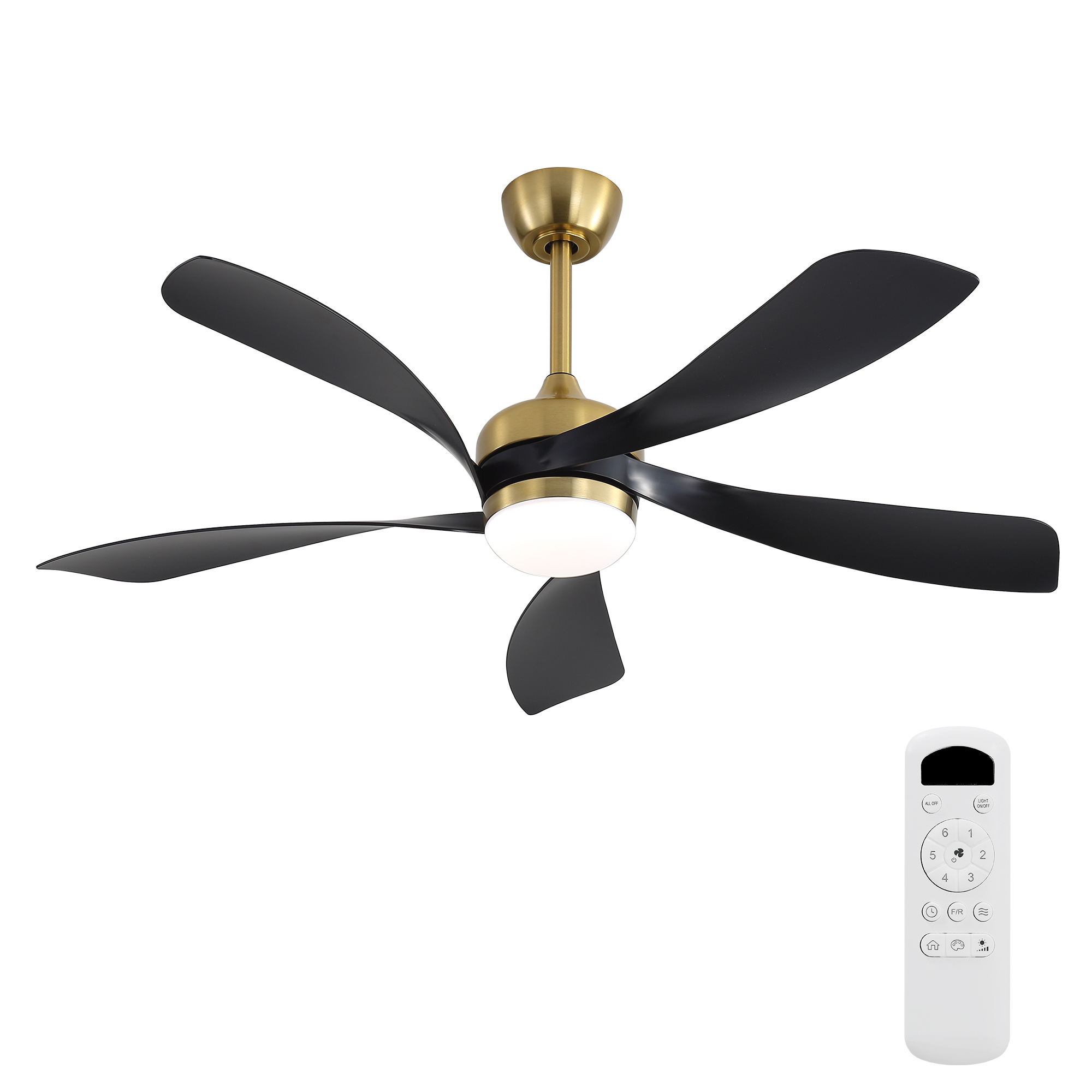 52-Zoll-Deckenventilator mit Beleuchtung, dimmbar,