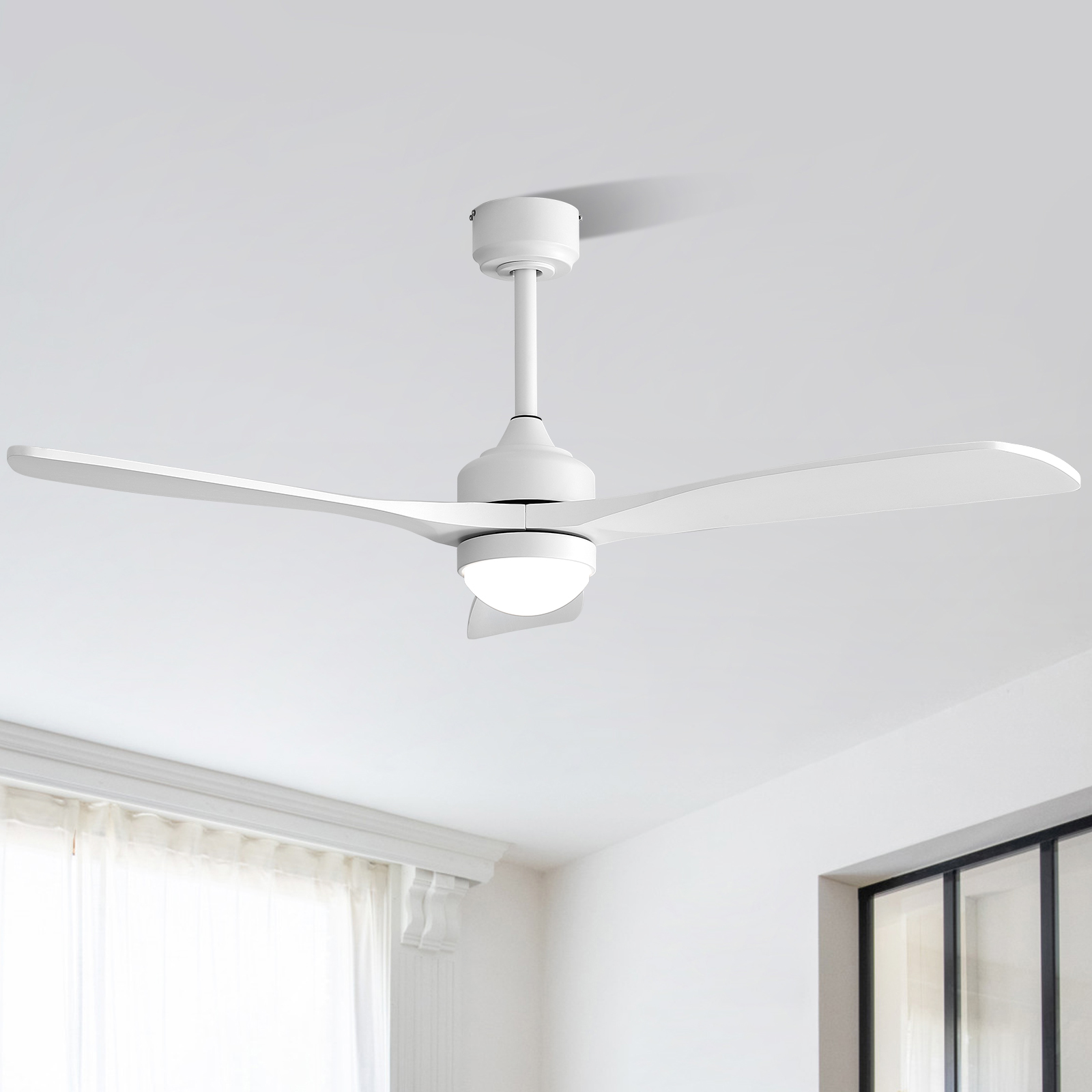 52 Zoll weißer Deckenventilator mit Licht, DC-Moto