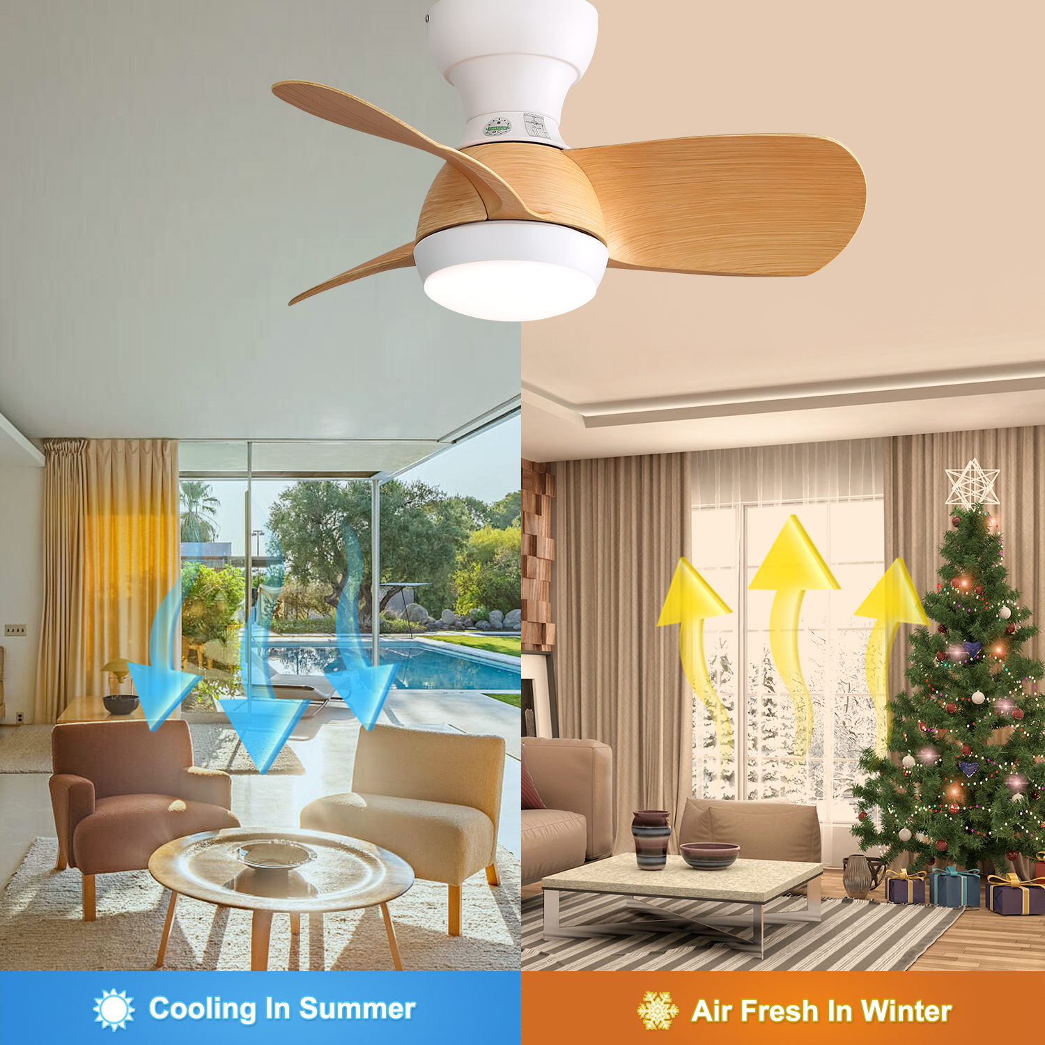 23-Zoll (58 cm) Mini LED-Deckenventilator mit dimm