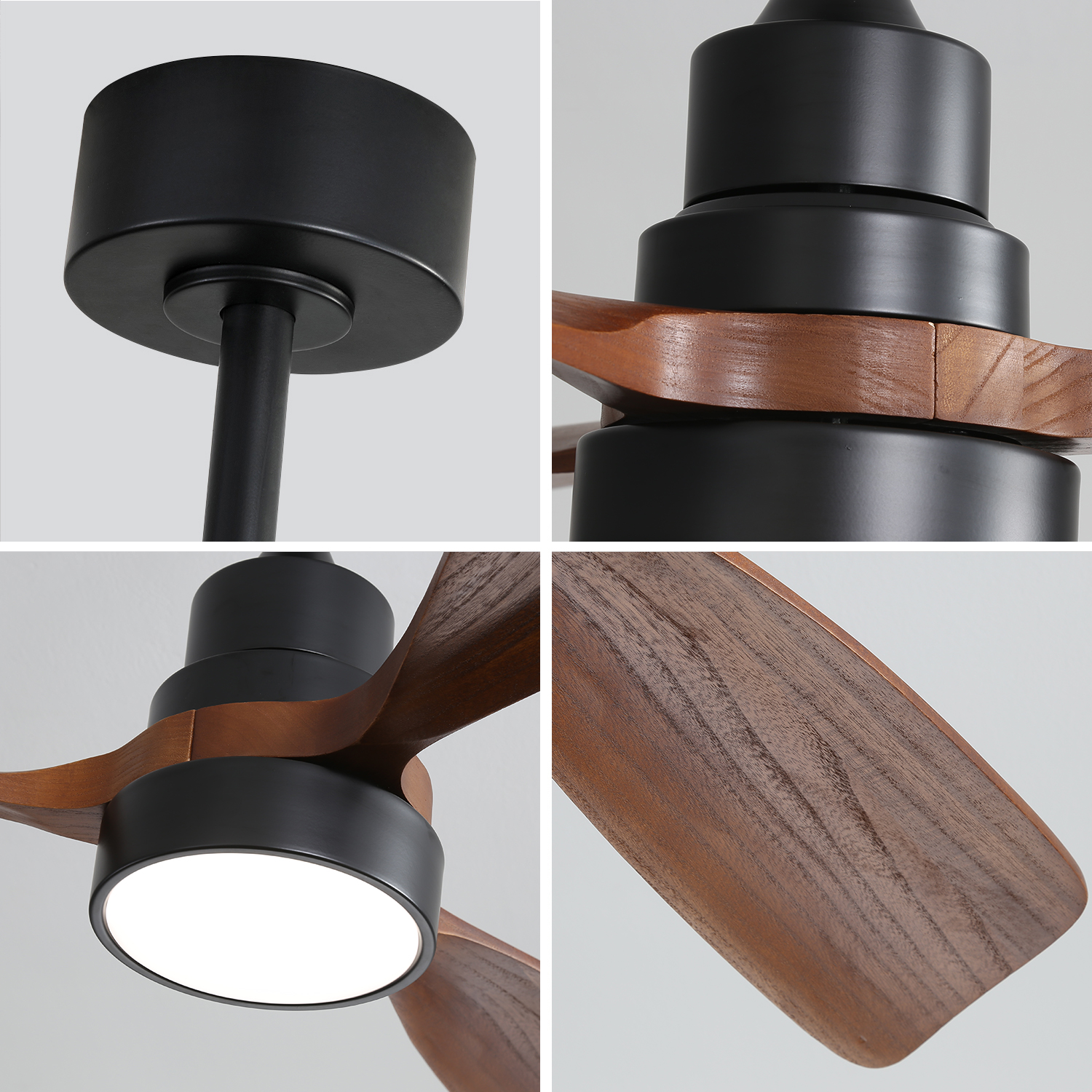 48-Zoll-Holz-Deckenventilator mit 3 Massivholz-Flü