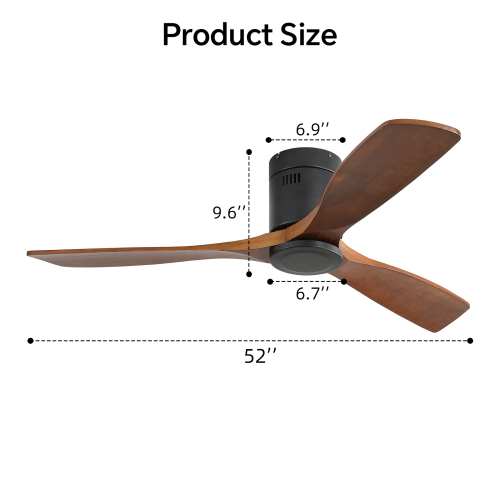 Dimensions du ventilateur de plafond noir de 132 cm