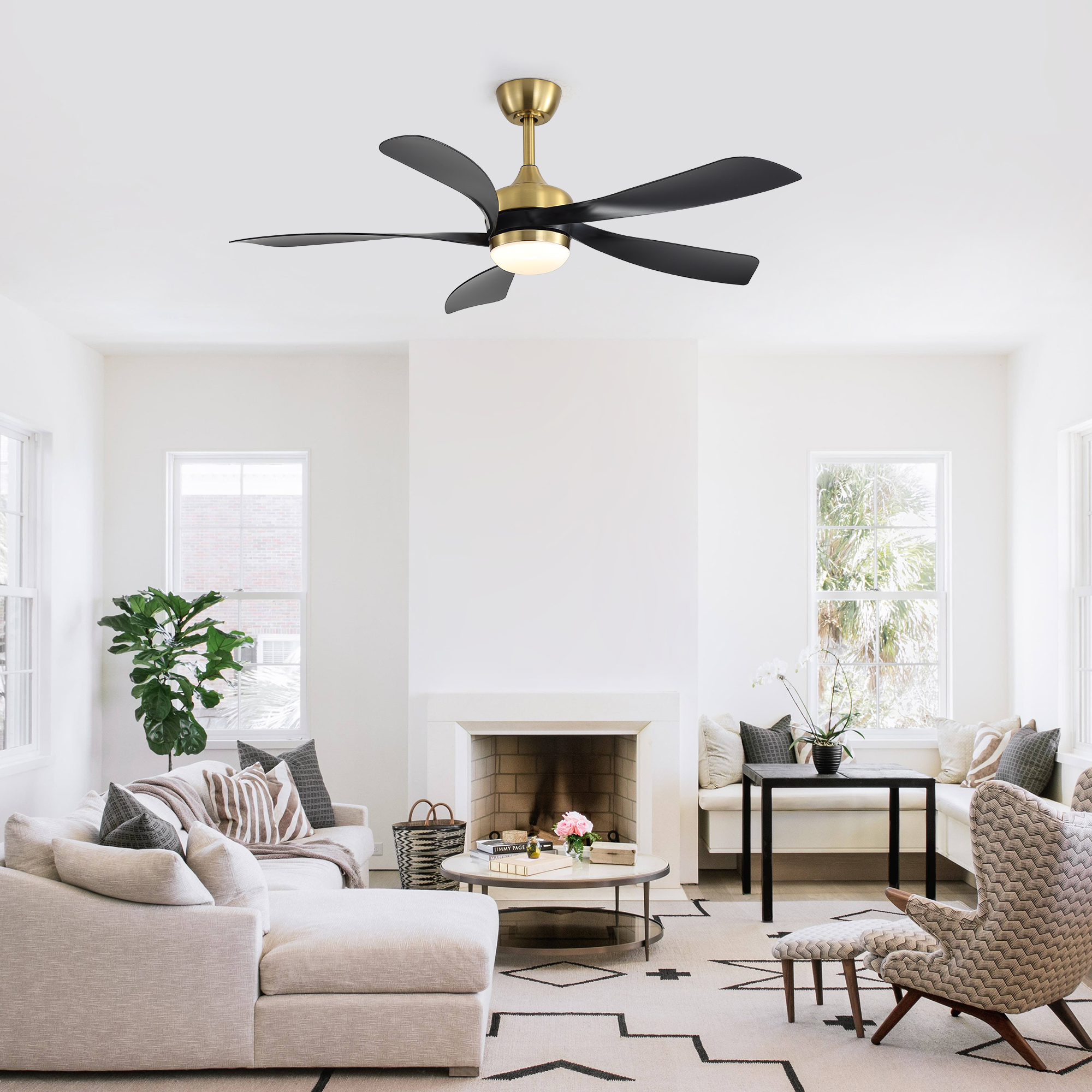 52-Zoll-Deckenventilator mit Beleuchtung, dimmbar,