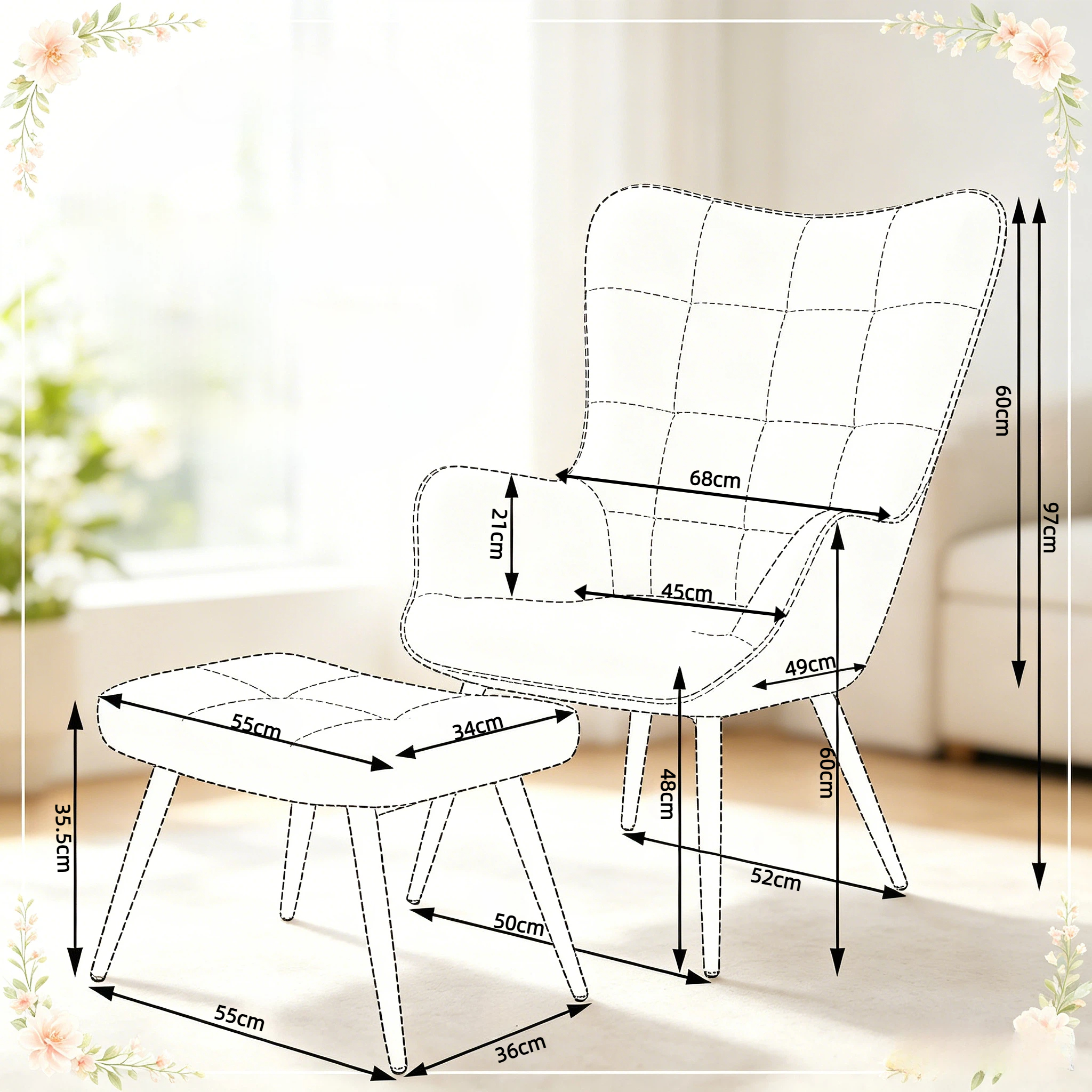 Dimensions du fauteuil d'appoint