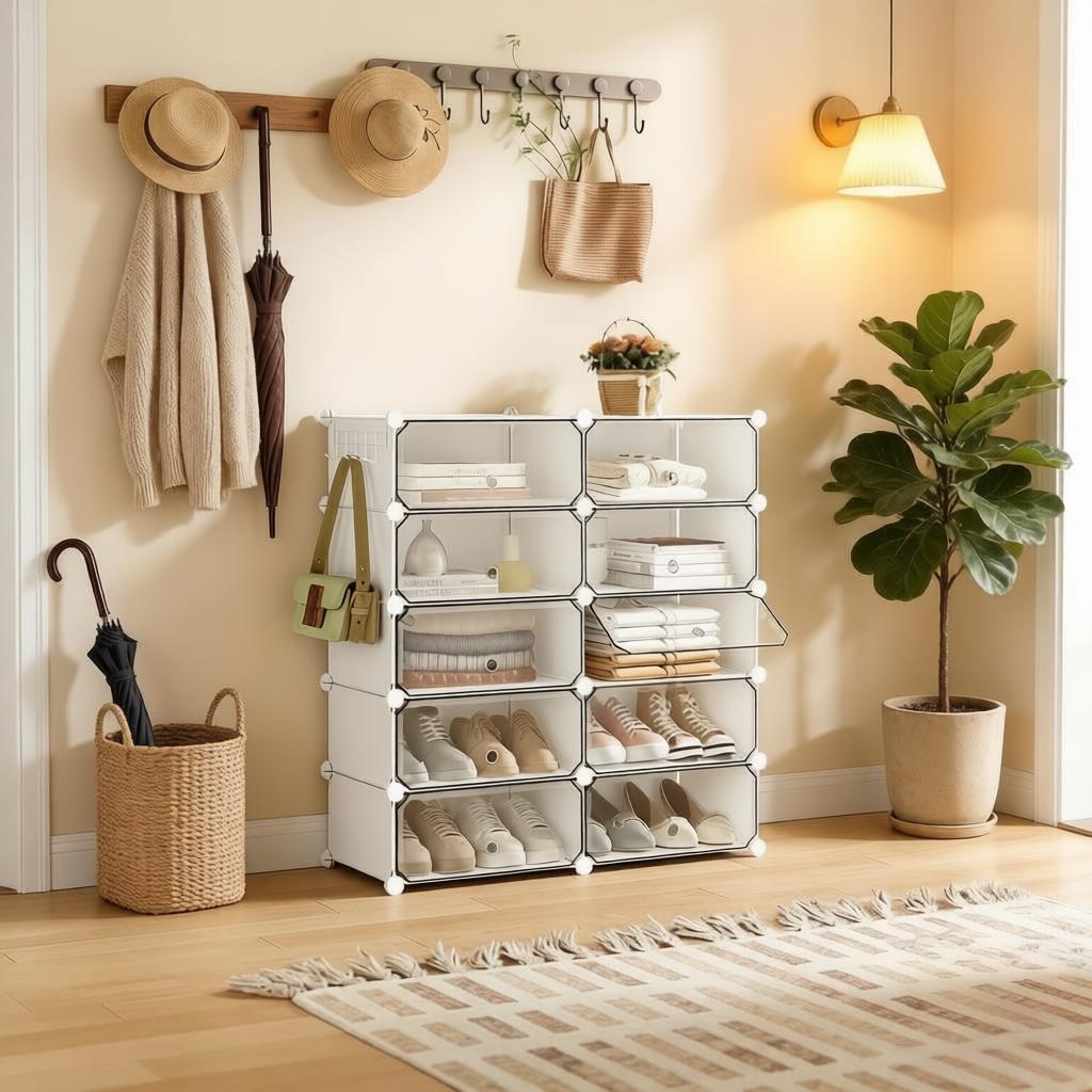 Détail du meuble à chaussures