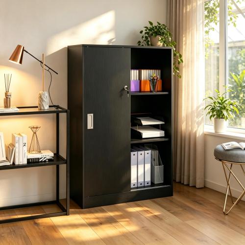 Intérieur avec deux étagères et trois compartiments