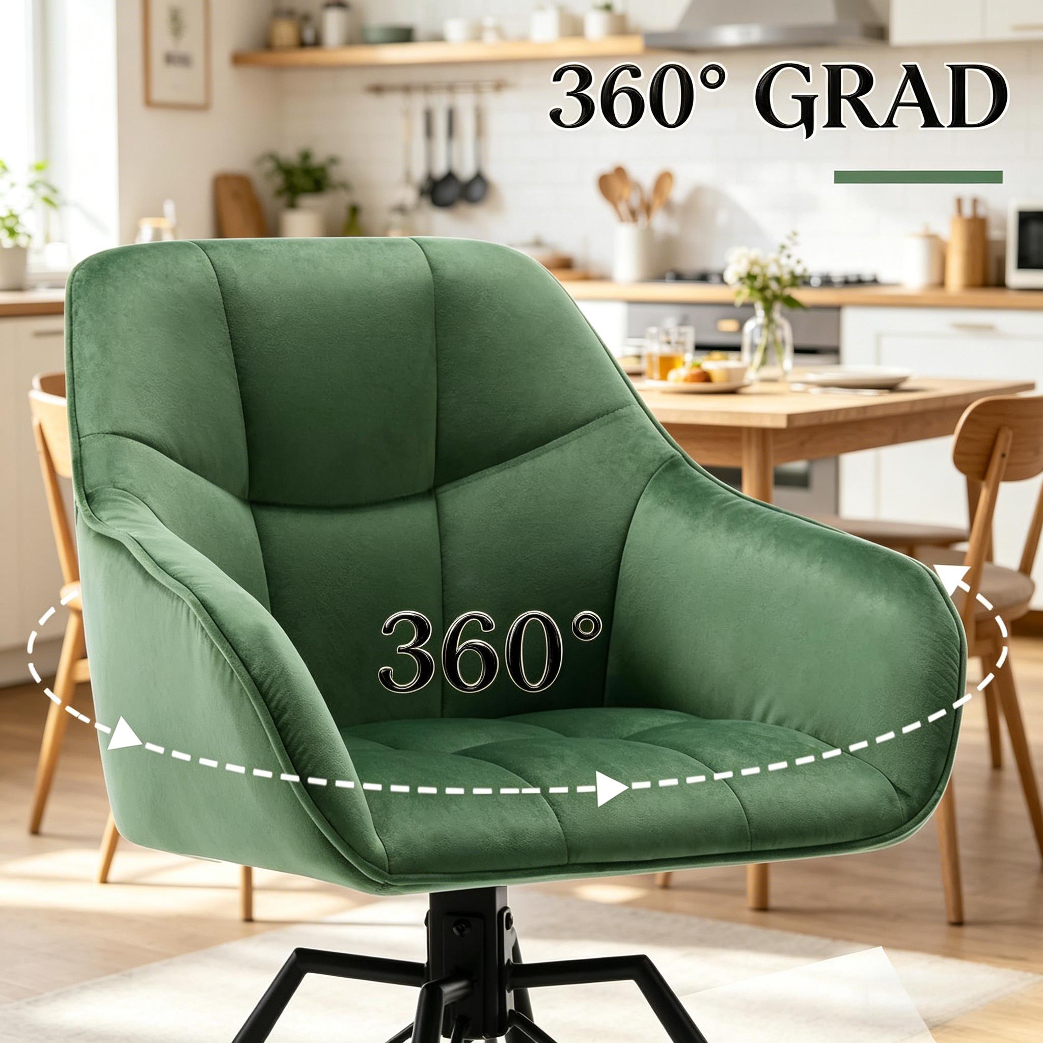 Lot de 2 chaises de salle à manger pivotantes à 360°, 57 x 54 x 82,5 cm, Vert foncé - dimensions et détails