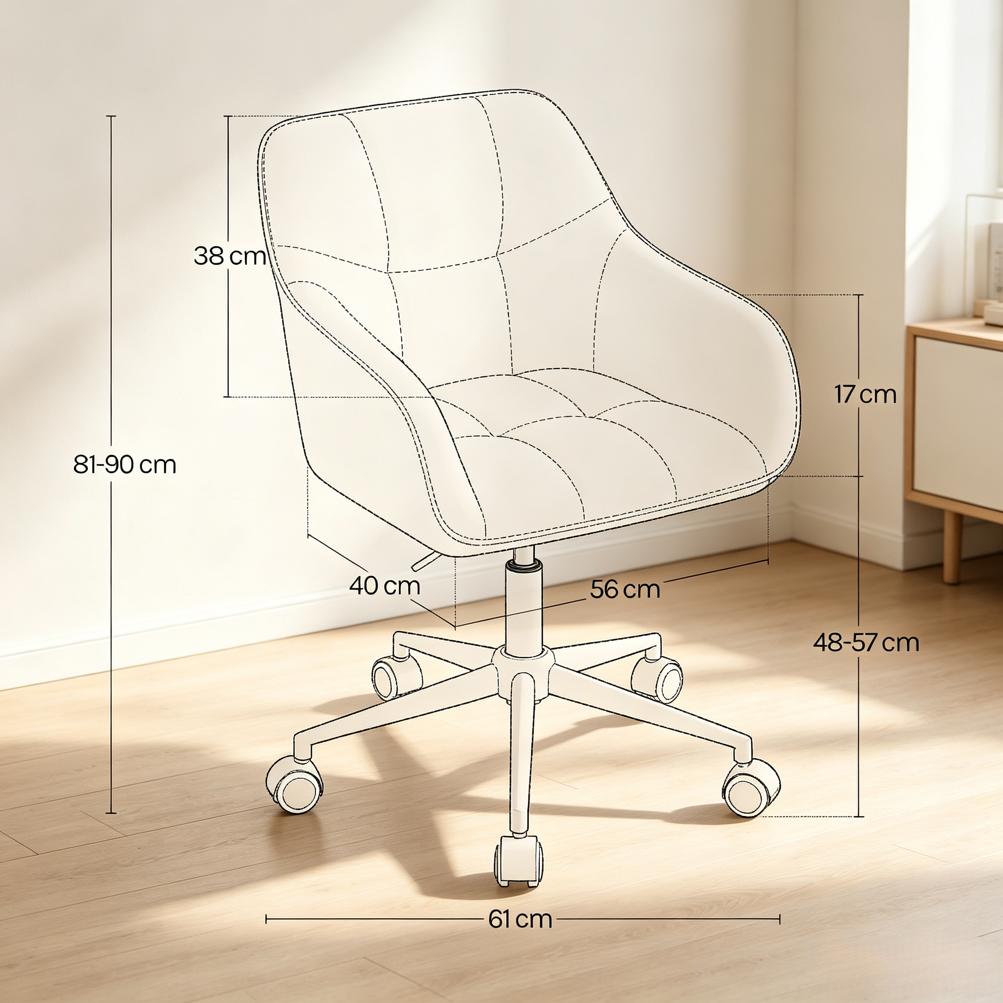 Dimensions du fauteuil de bureau