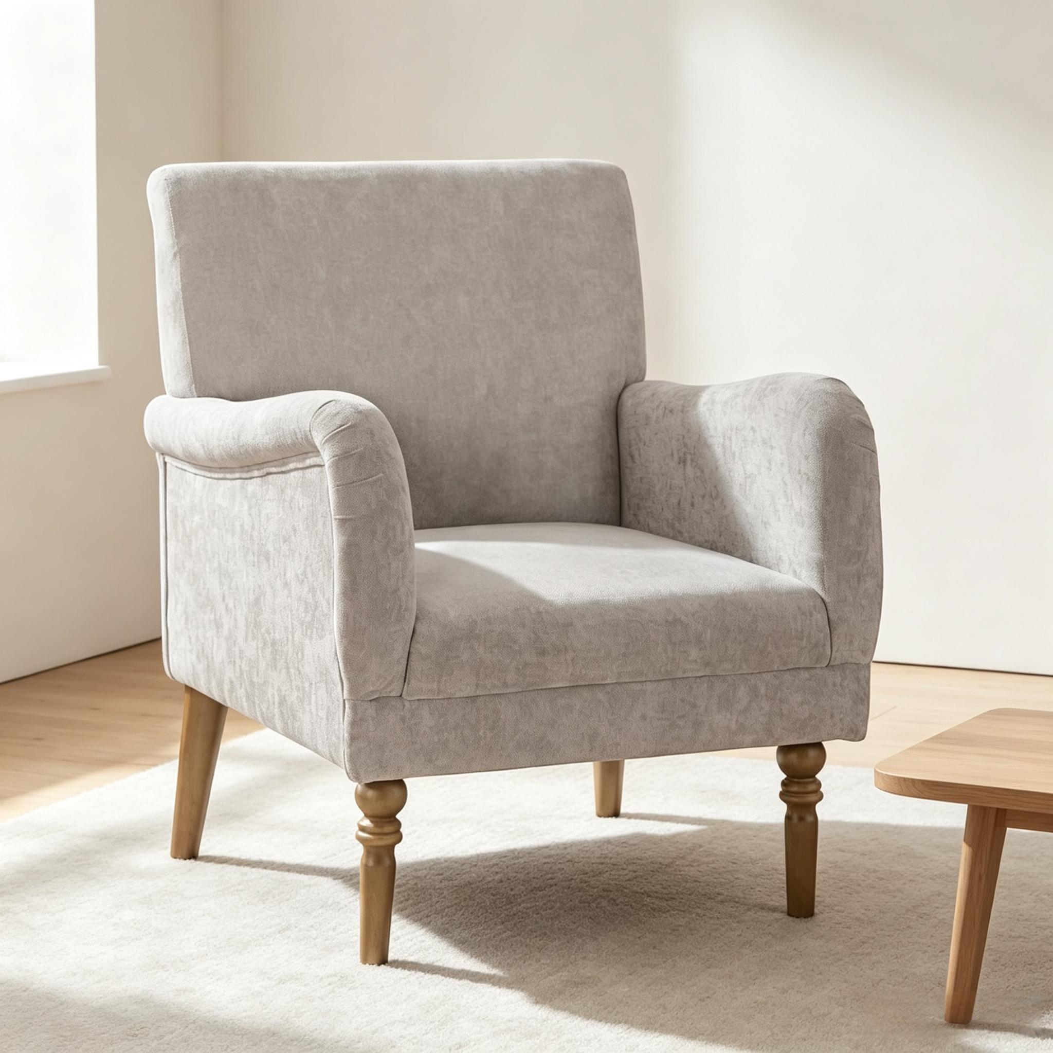 Fauteuil 1 place à dossier haut, 70 x 75 x 88 cm, revêtement en lin, Gris - vue principale