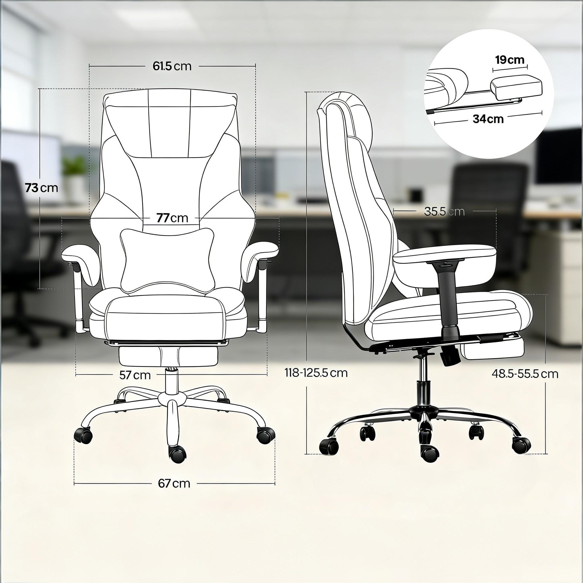 Dimensions du fauteuil de bureau