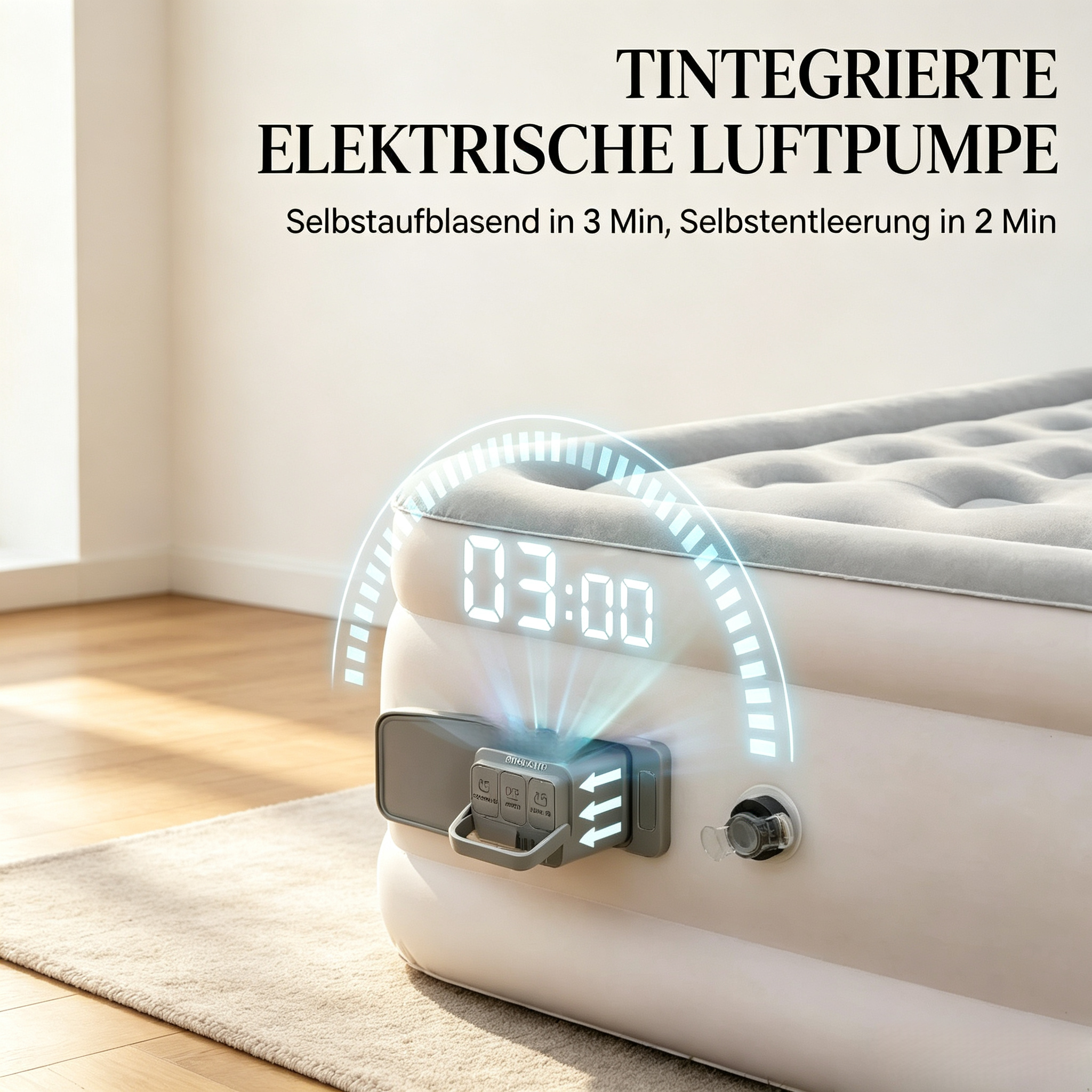 Matelas gonflable 190 x 97 x 39 cm avec pompe électrique intégrée, étanchéité 5000 mm, sac de transport, Beige et marron - dimensions et spécifications