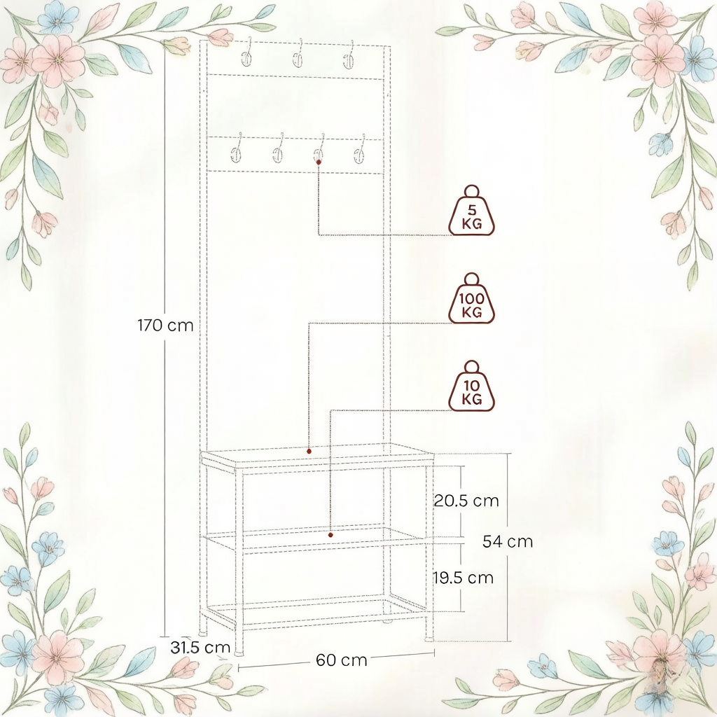 Dimensions du porte-manteaux