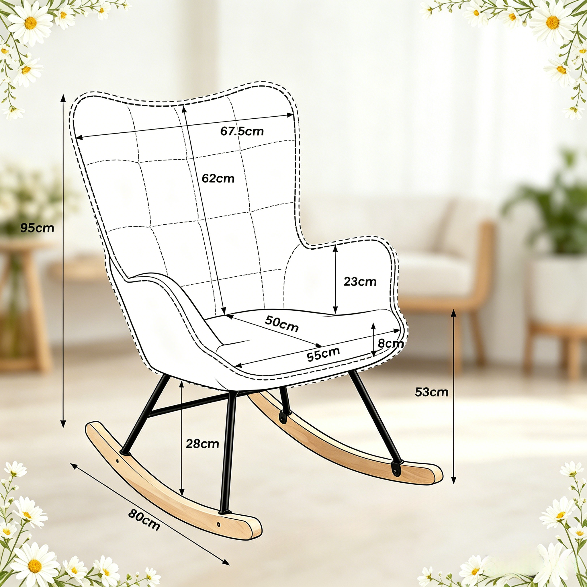 Dimensions du fauteuil à bascule