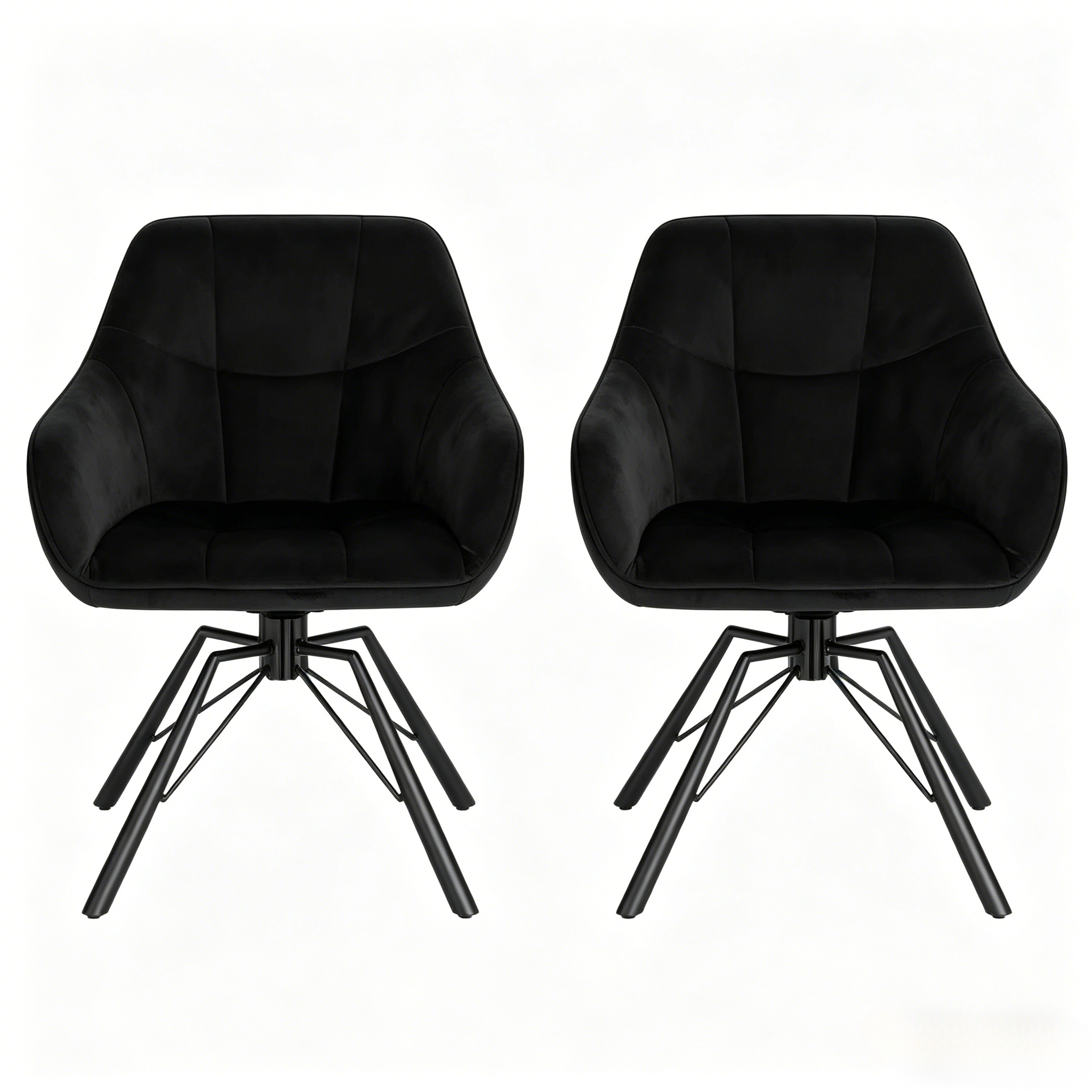Lot de 2 chaises de salle à manger pivotantes à 360°, 57 x 54 x 82,5 cm, Noir - détails