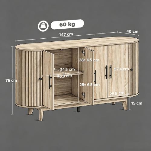 Dimensions du buffet 147 cm avec six portes