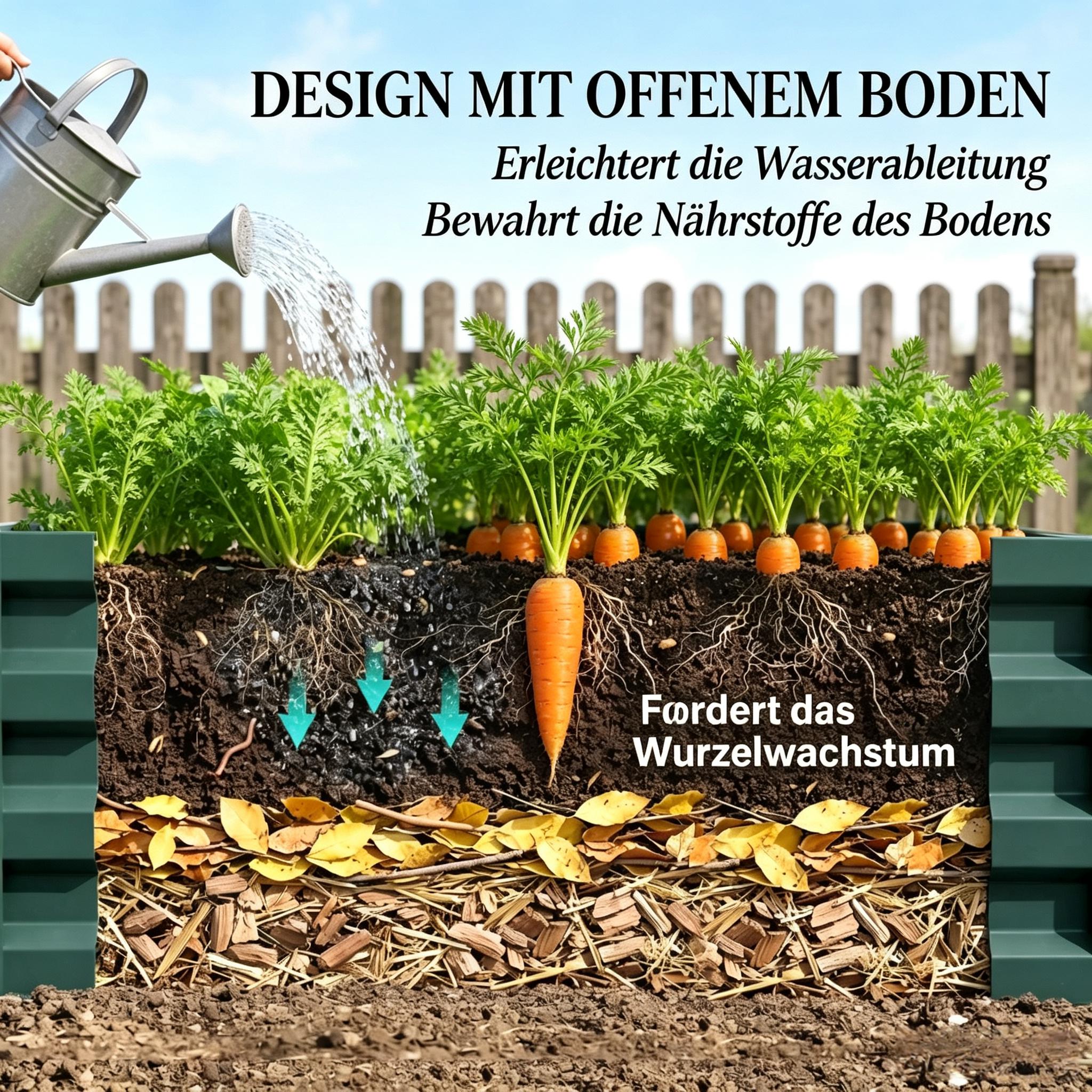 Carré potager surélevé 120 x 120 x 30 cm, acier galvanisé, fond ouvert, Vert foncé - vue principale
