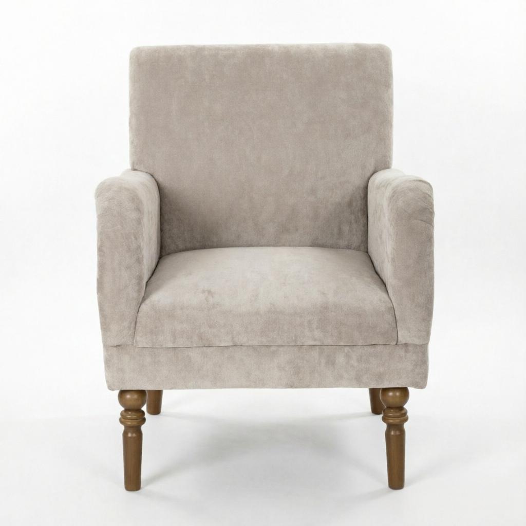 Fauteuil 1 place à dossier haut, 70 x 75 x 88 cm, revêtement en lin, Gris - détails