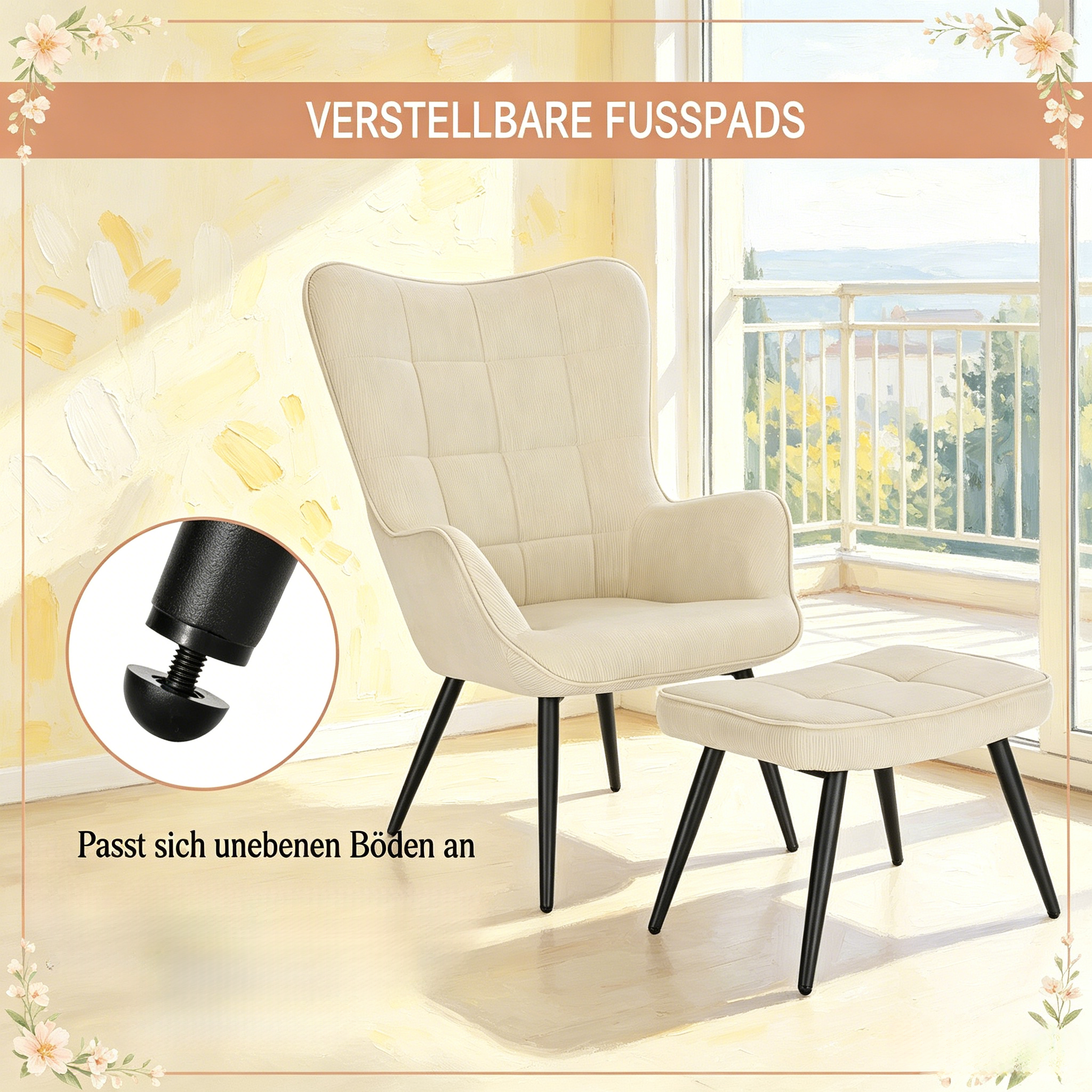 Détail du fauteuil d'appoint