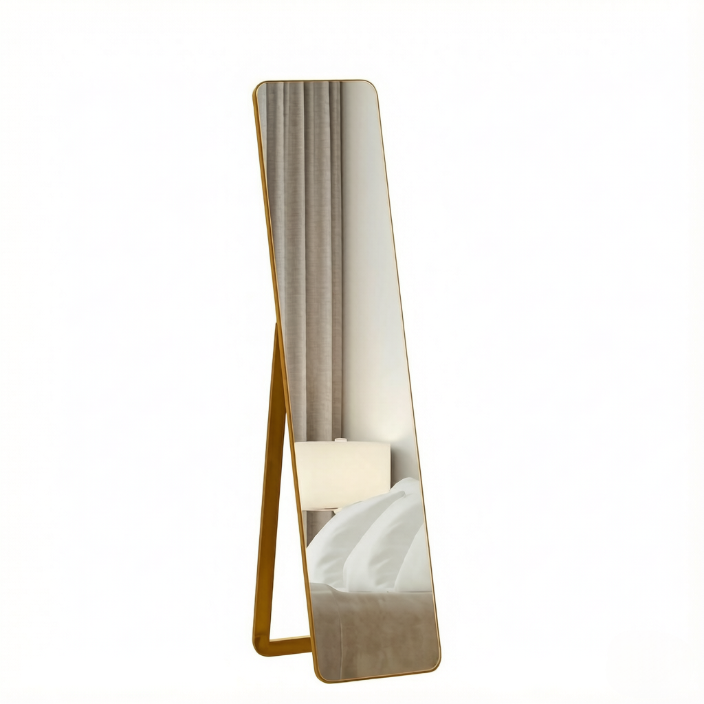 Miroir habillage cadre noyer clair pin massif 156x37cm