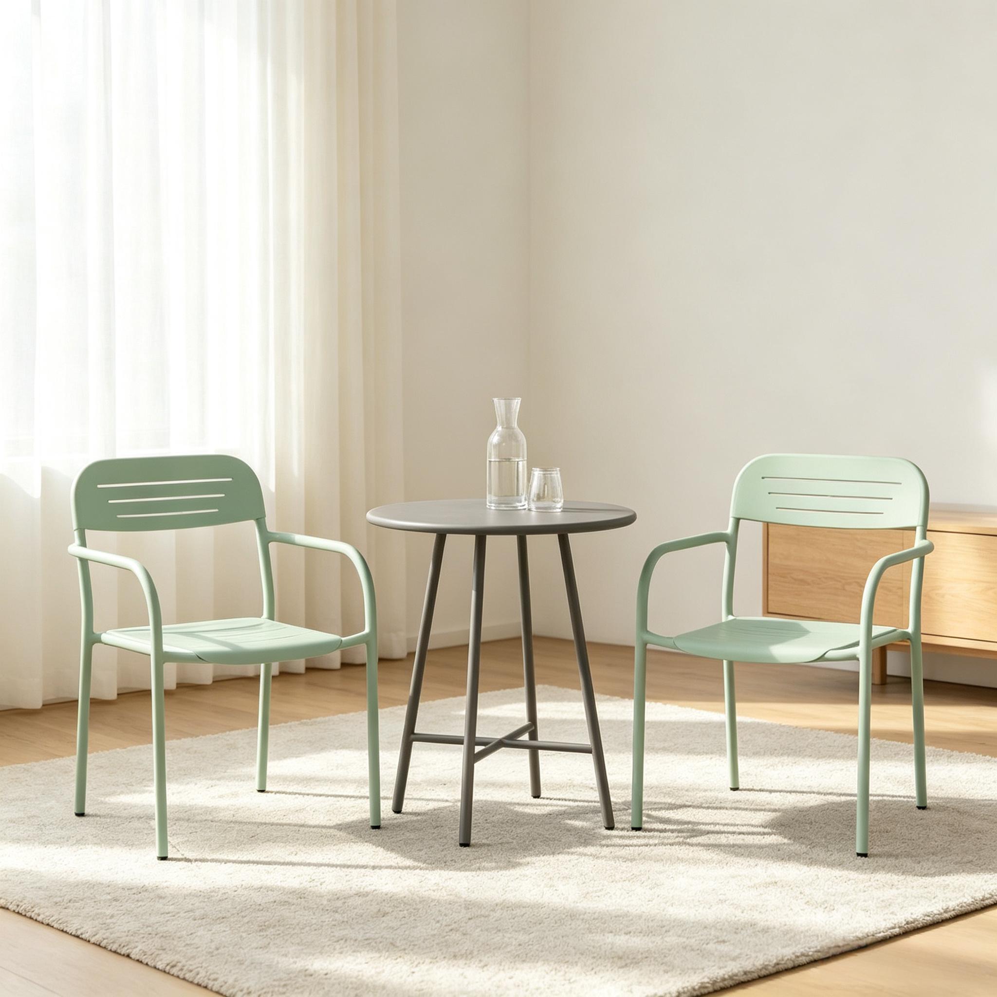 Lot de 2 chaises de jardin empilables, 56 x 58 x 78 cm, métal, Vert - dimensions et détails