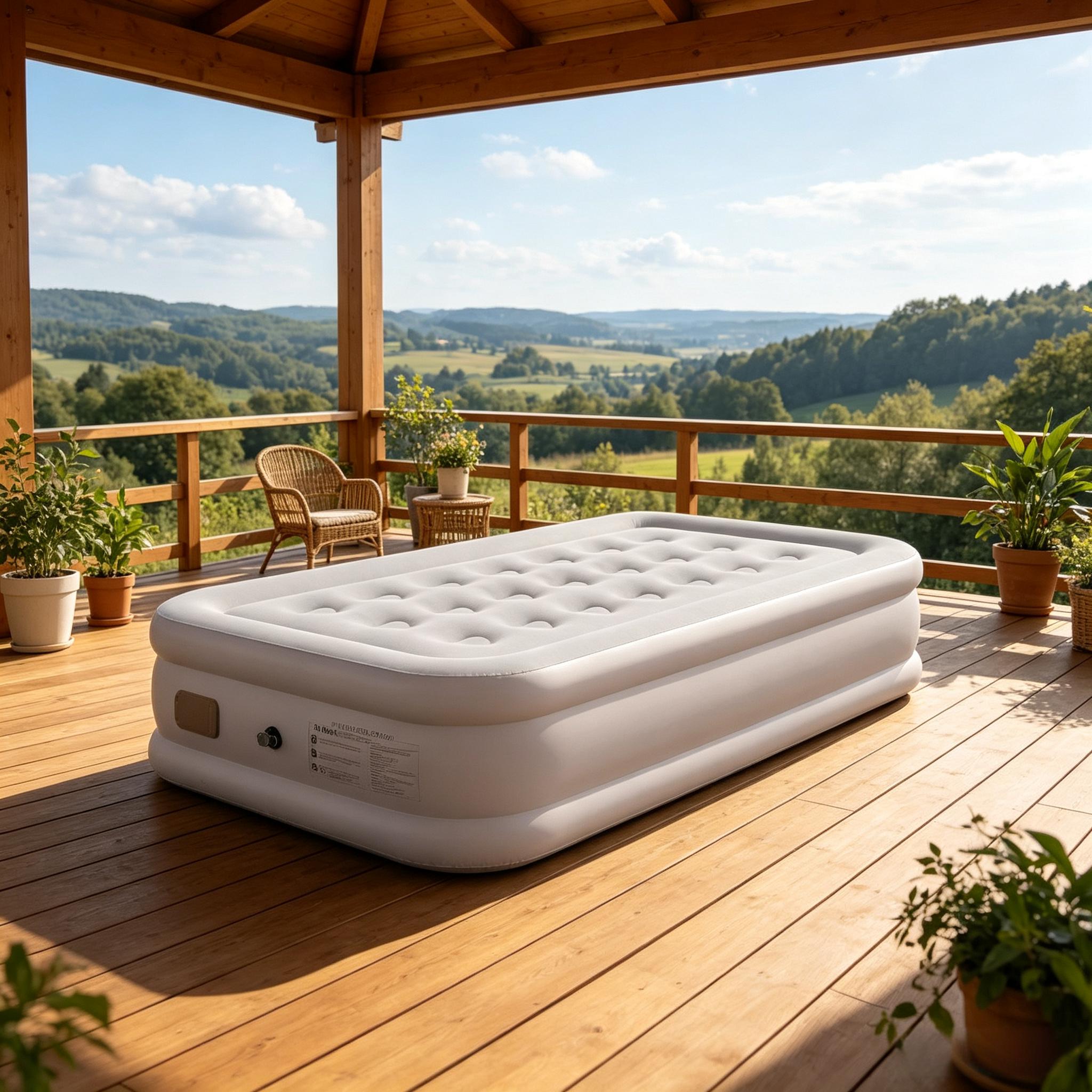 Matelas gonflable 190 x 97 x 39 cm avec pompe électrique intégrée, étanchéité 5000 mm, sac de transport, Beige et marron - vue complémentaire
