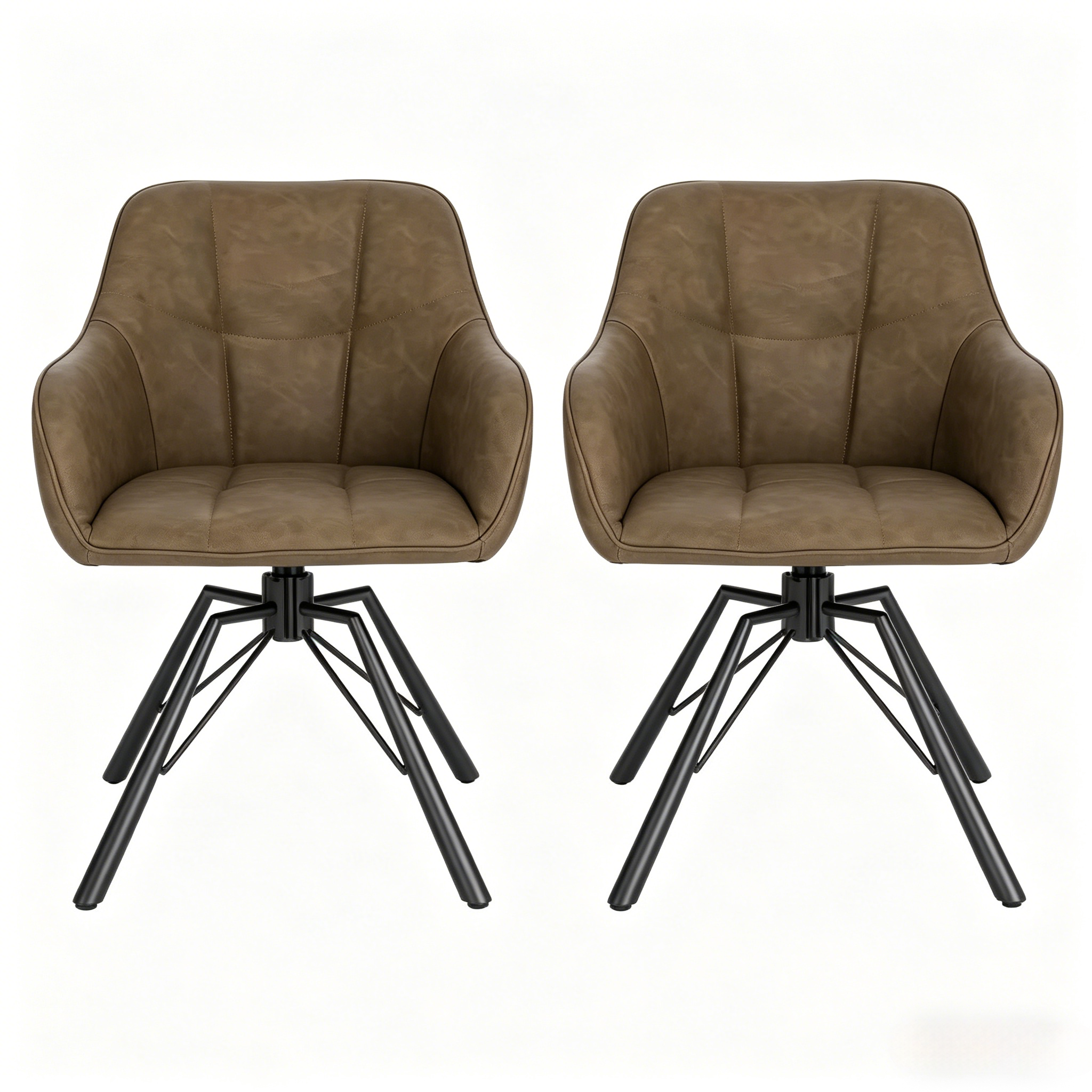 Lot de 2 chaises de salle à manger pivotantes à 360°, 57 x 54 x 82,5 cm, Marron - détails