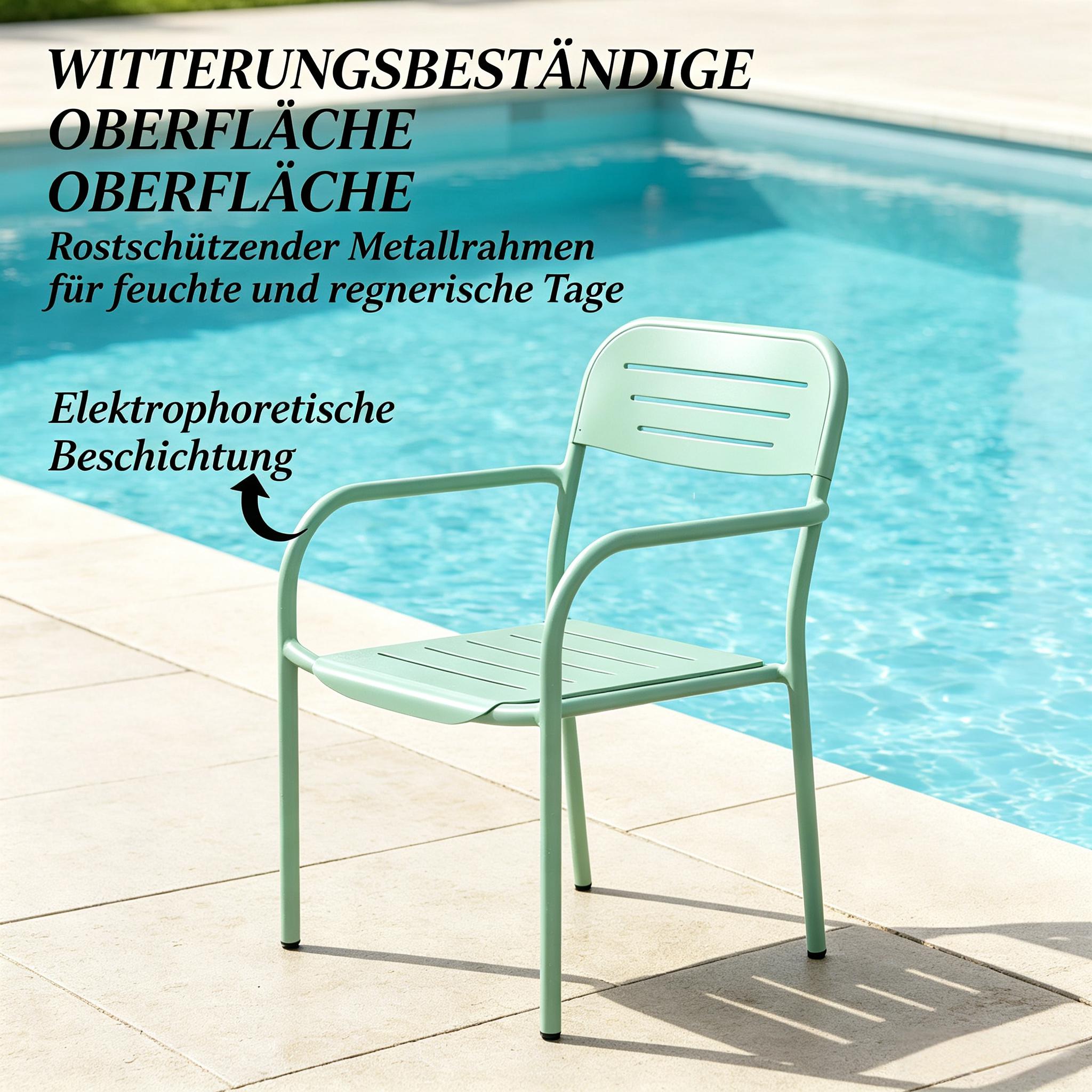 Lot de 2 chaises de jardin empilables, 56 x 58 x 78 cm, métal, Vert - vue complémentaire