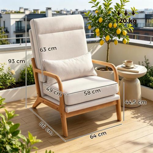 Dimensions du fauteuil lounge à dossier haut