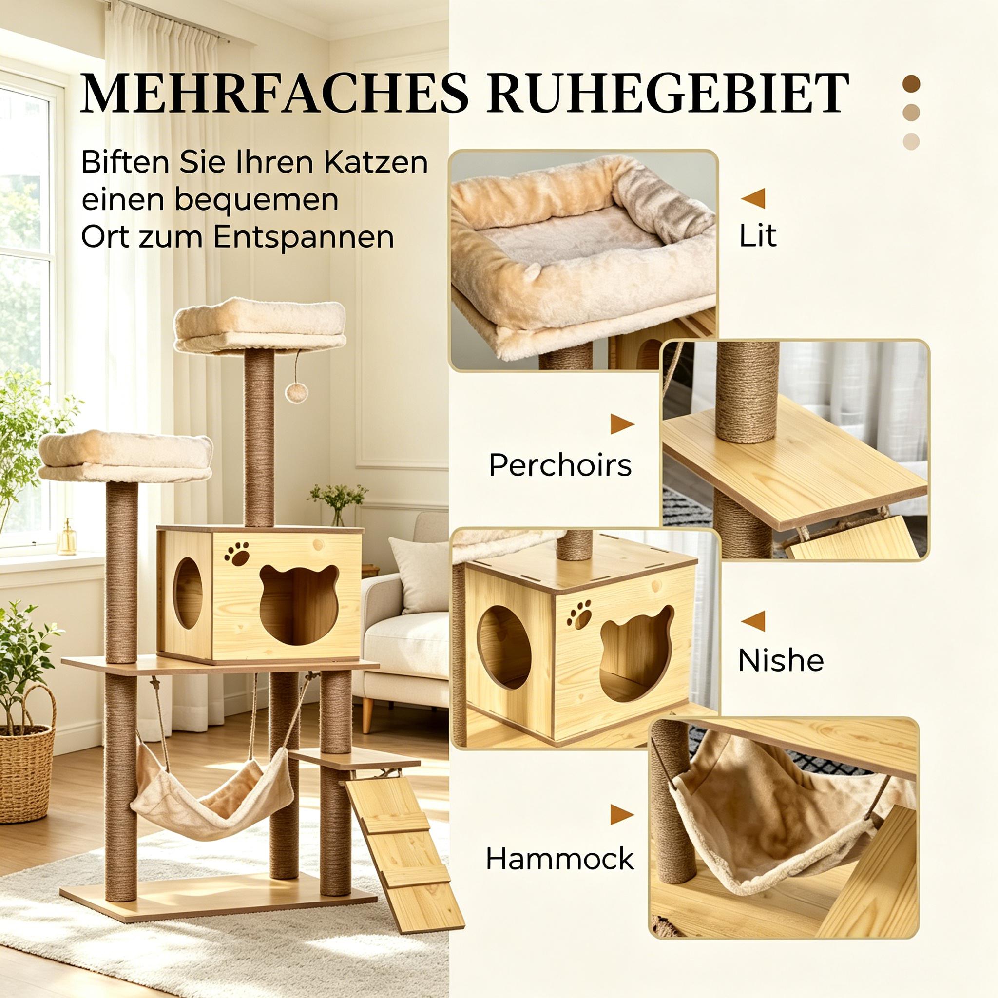 Présentation du meuble griffoir à plusieurs niveaux